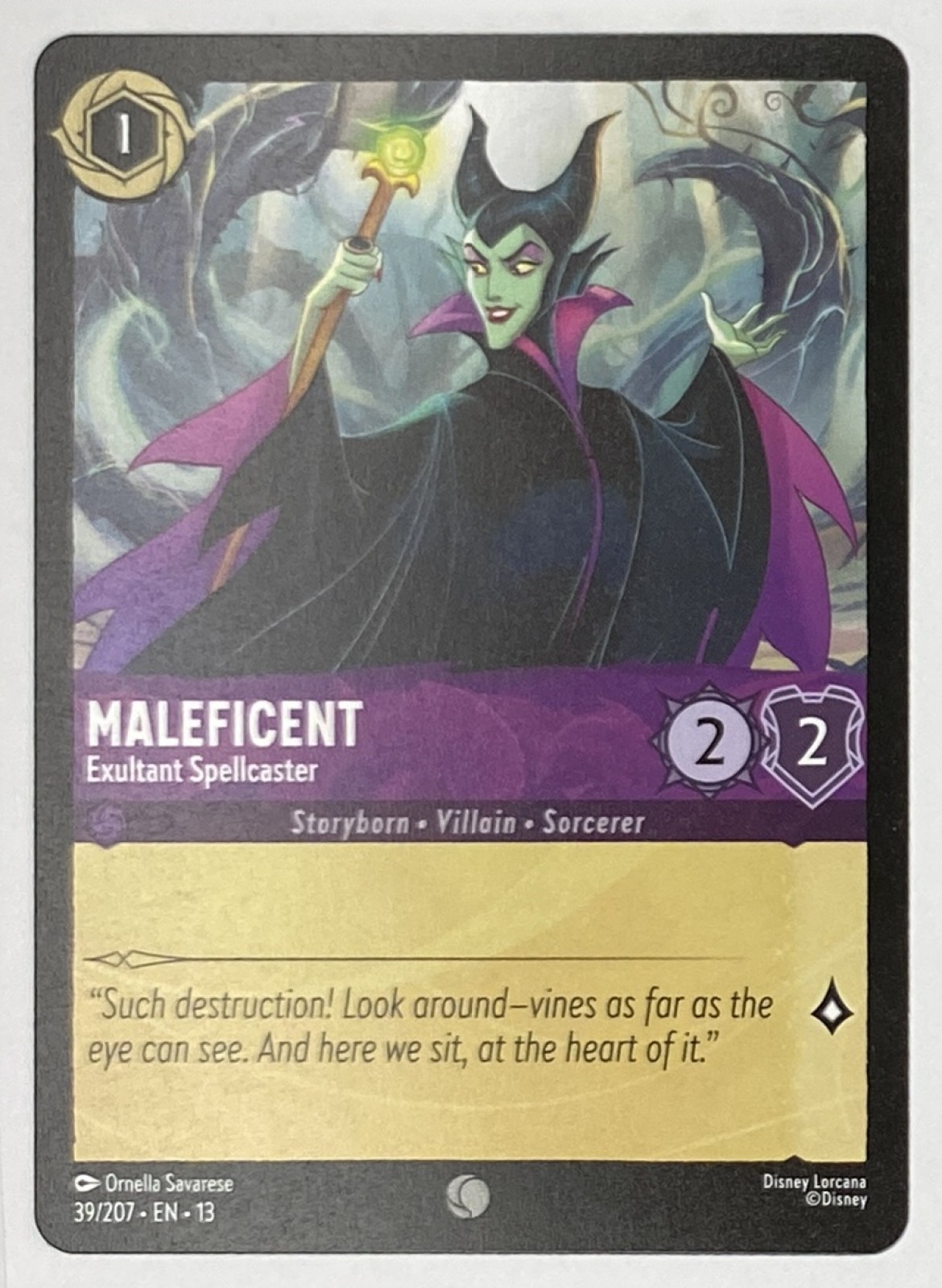 2026 Disney Lorcana Attack of the Vine! Maleficent - Exultant Spellcaster #39/207 Common front
