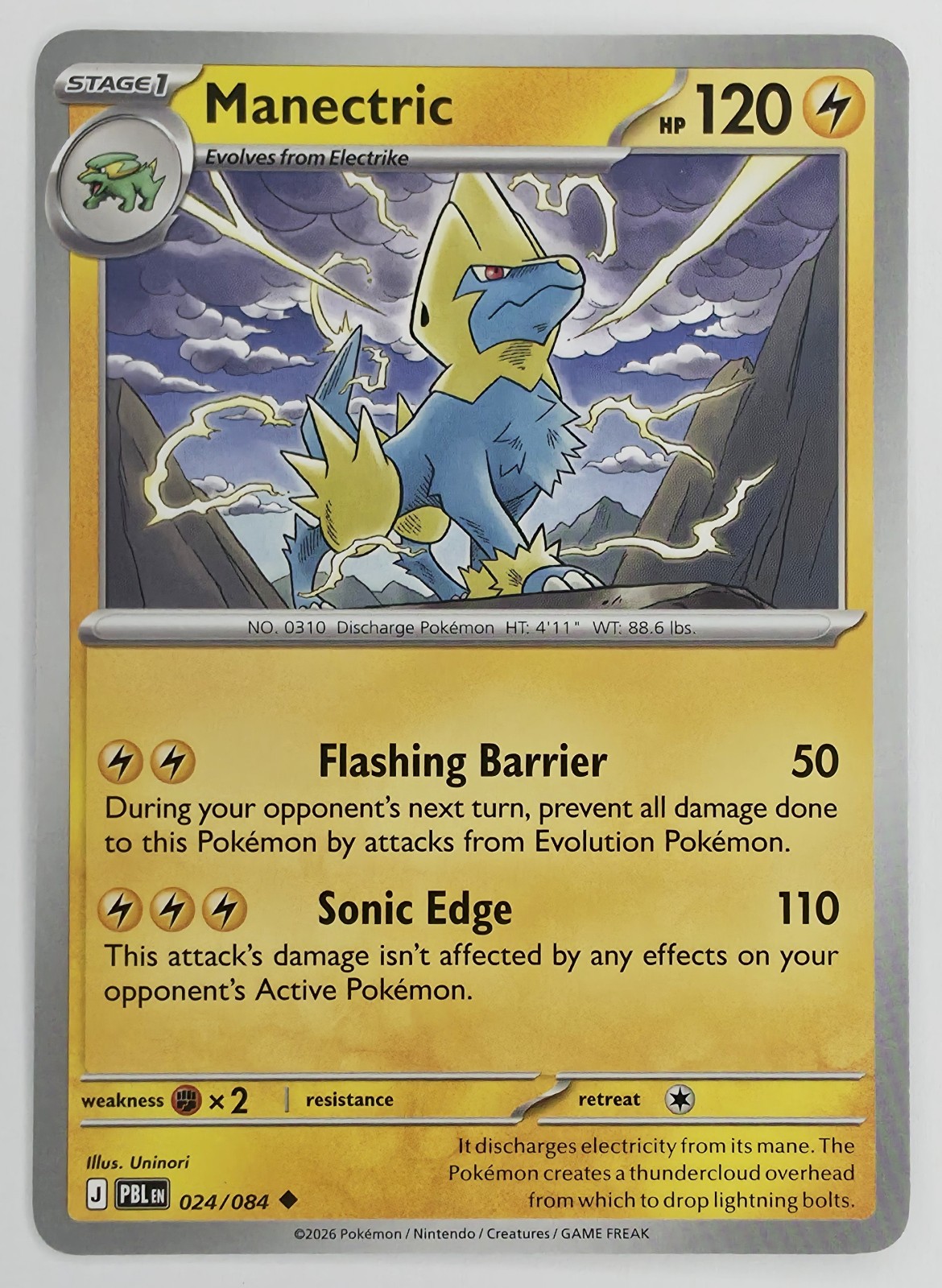 2026 Pokemon Pitch Black Manectric #024/084 Uncommon front