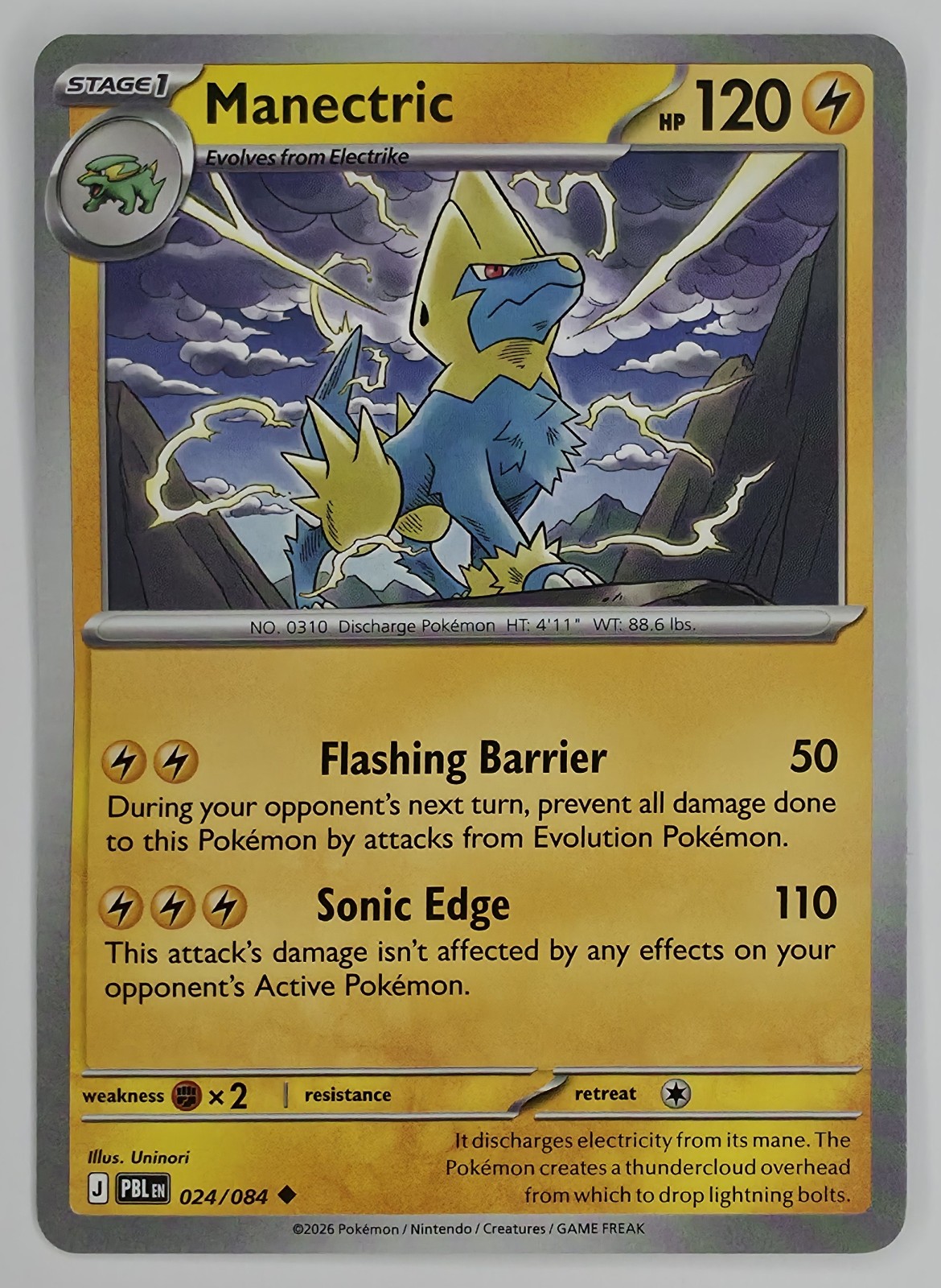 2026 Pokemon Pitch Black Manectric #024/084 Uncommon front
