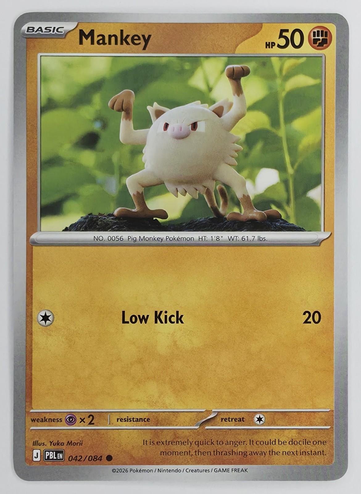 2026 Pokemon Pitch Black Mankey #042/084 Common front