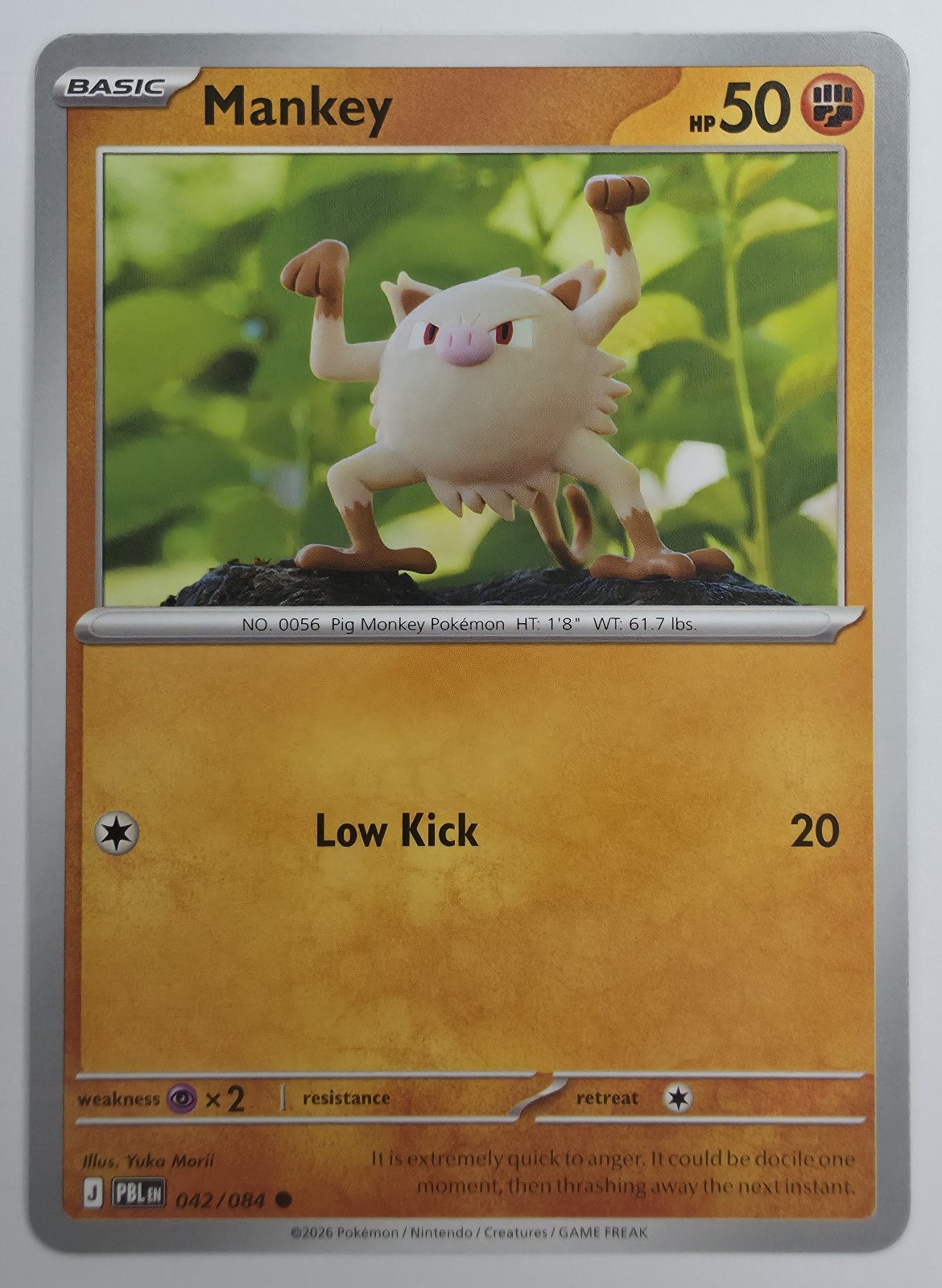 2026 Pokemon Pitch Black Mankey #042/084 Common front