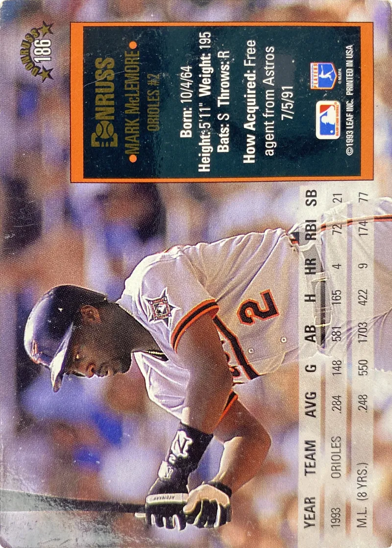 Mark McLemore #186, back