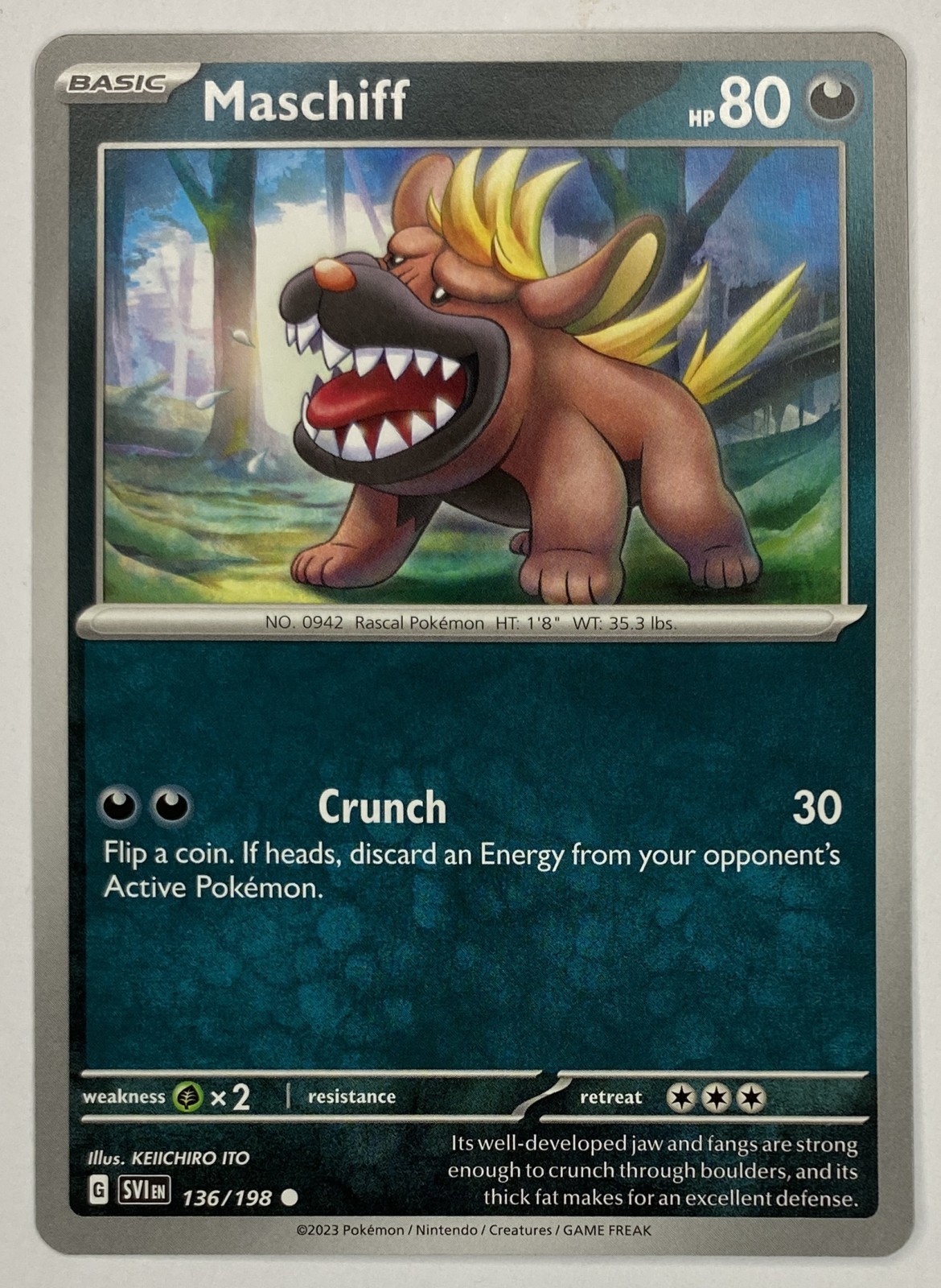 2023 Pokemon Scarlet & Violet Maschiff #136/198 Common front