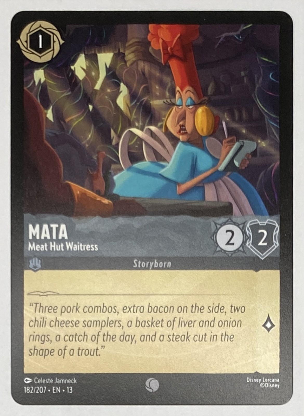 2026 Disney Lorcana Attack of the Vine! Mata - Meat Hut Waitress #182/207 Common front
