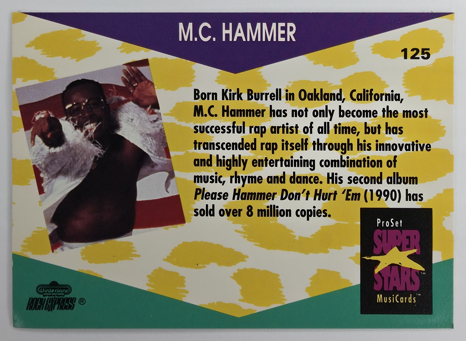 1991 Pro Set SuperStars MusiCards M.C. Hammer #125 back