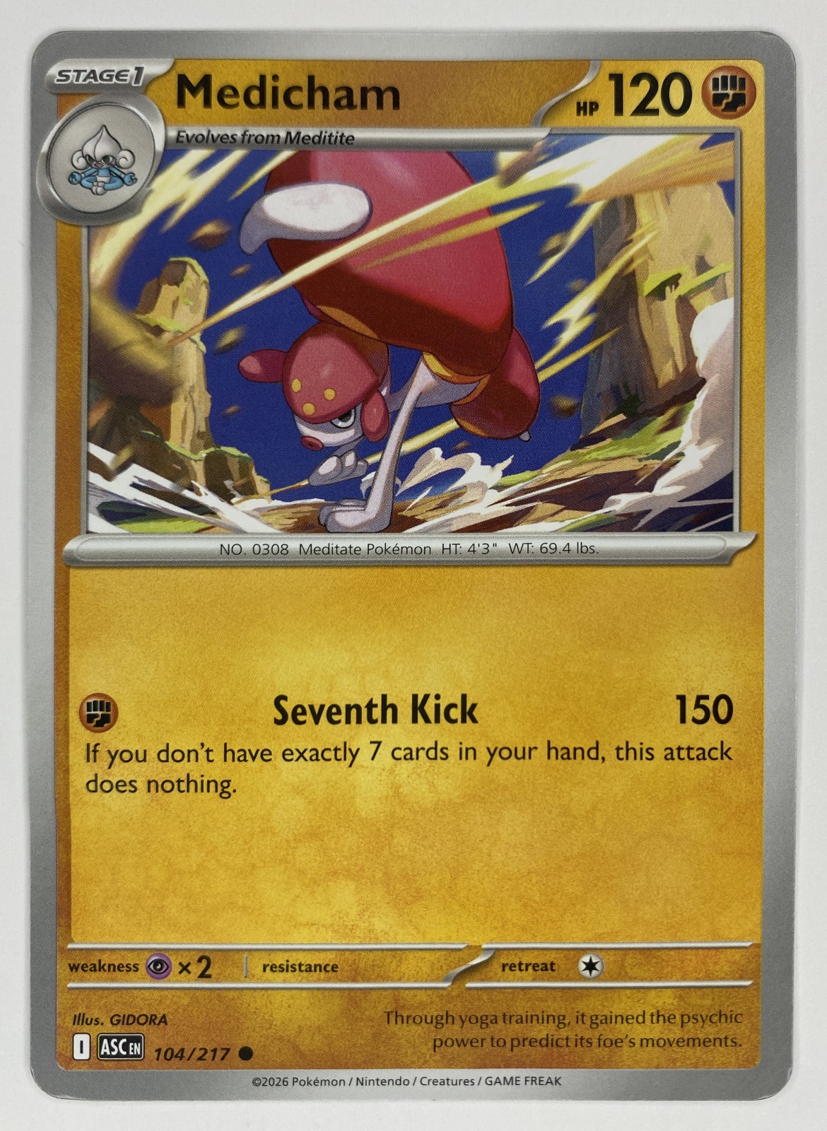 2026 Pokemon Ascended Heroes Medicham #104/217 Common front