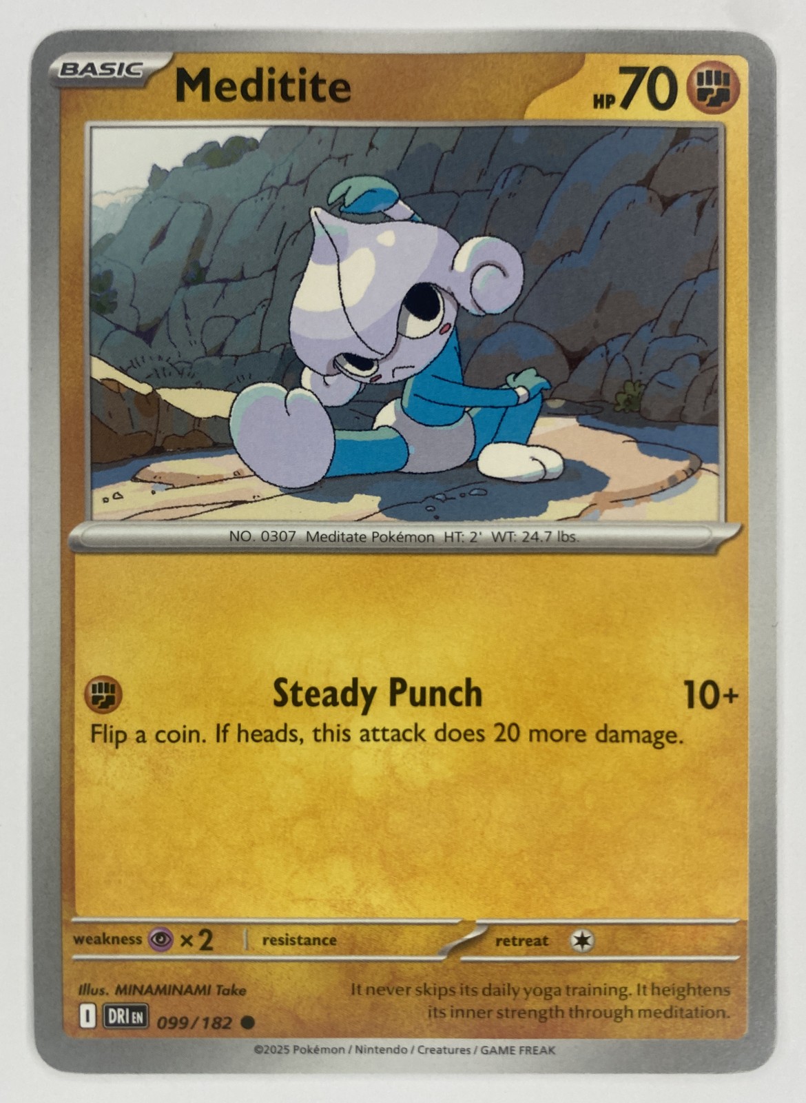 2025 Pokemon Destined Rivals Meditite #099/182 Common front