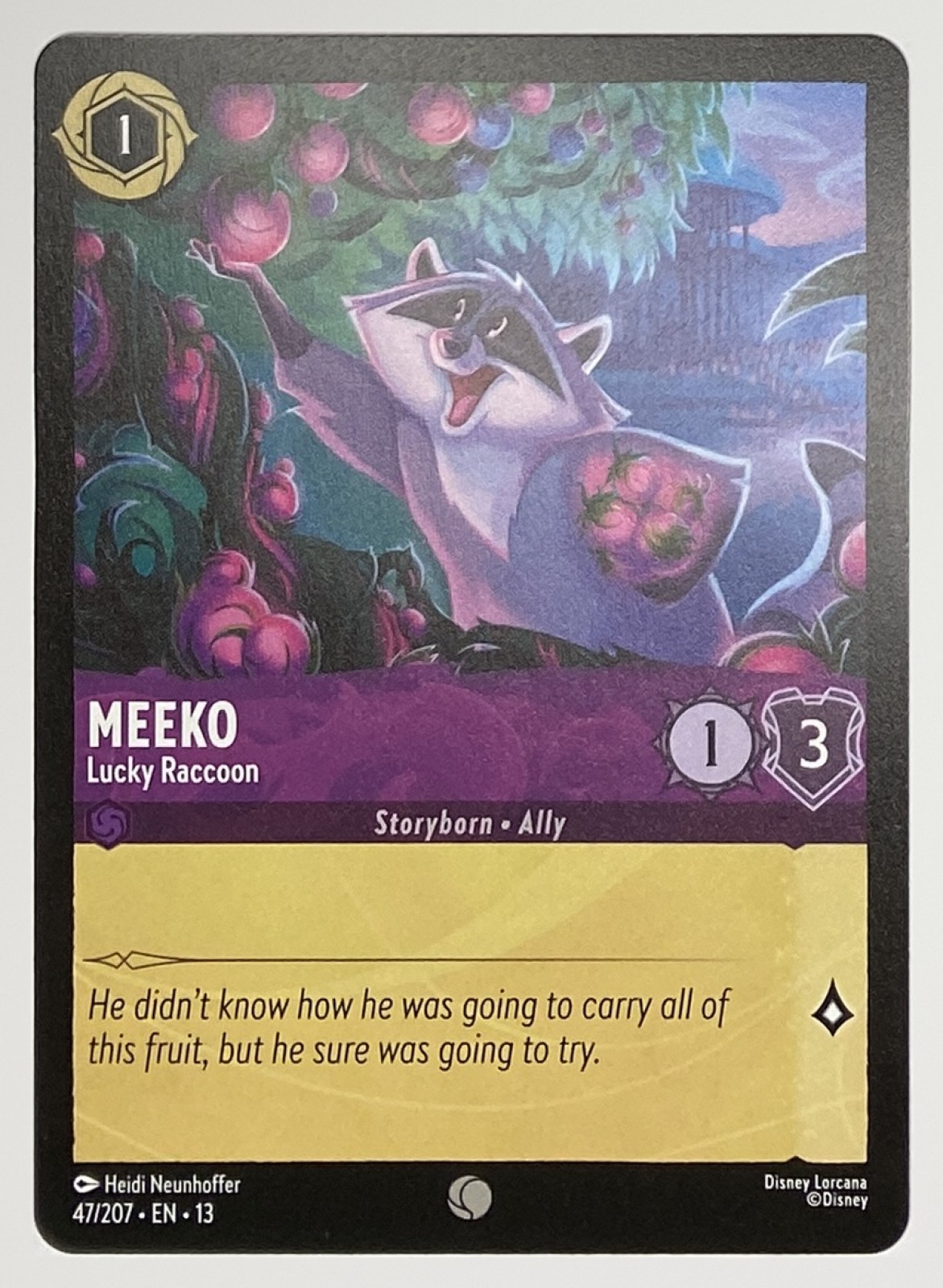 2026 Disney Lorcana Attack of the Vine! Meeko - Lucky Raccoon #47/207 Common front