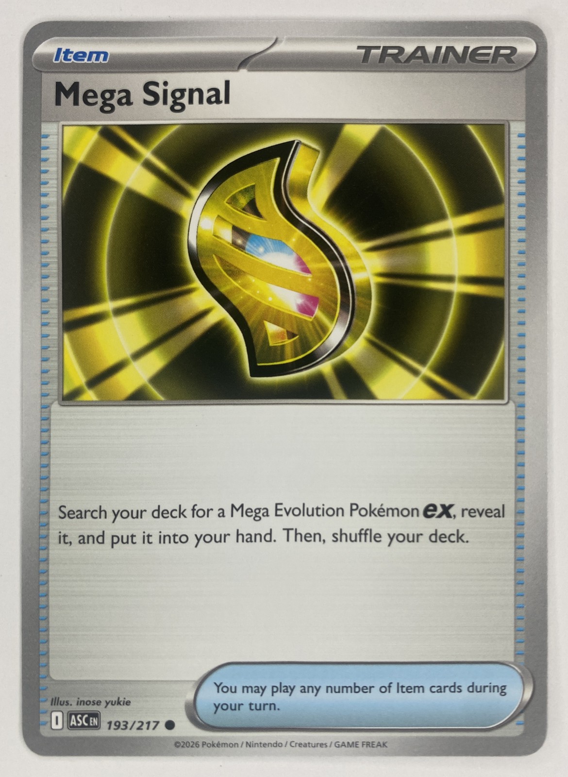 2026 Pokemon Ascended Heroes Mega Signal #193/217 Common Trainer front