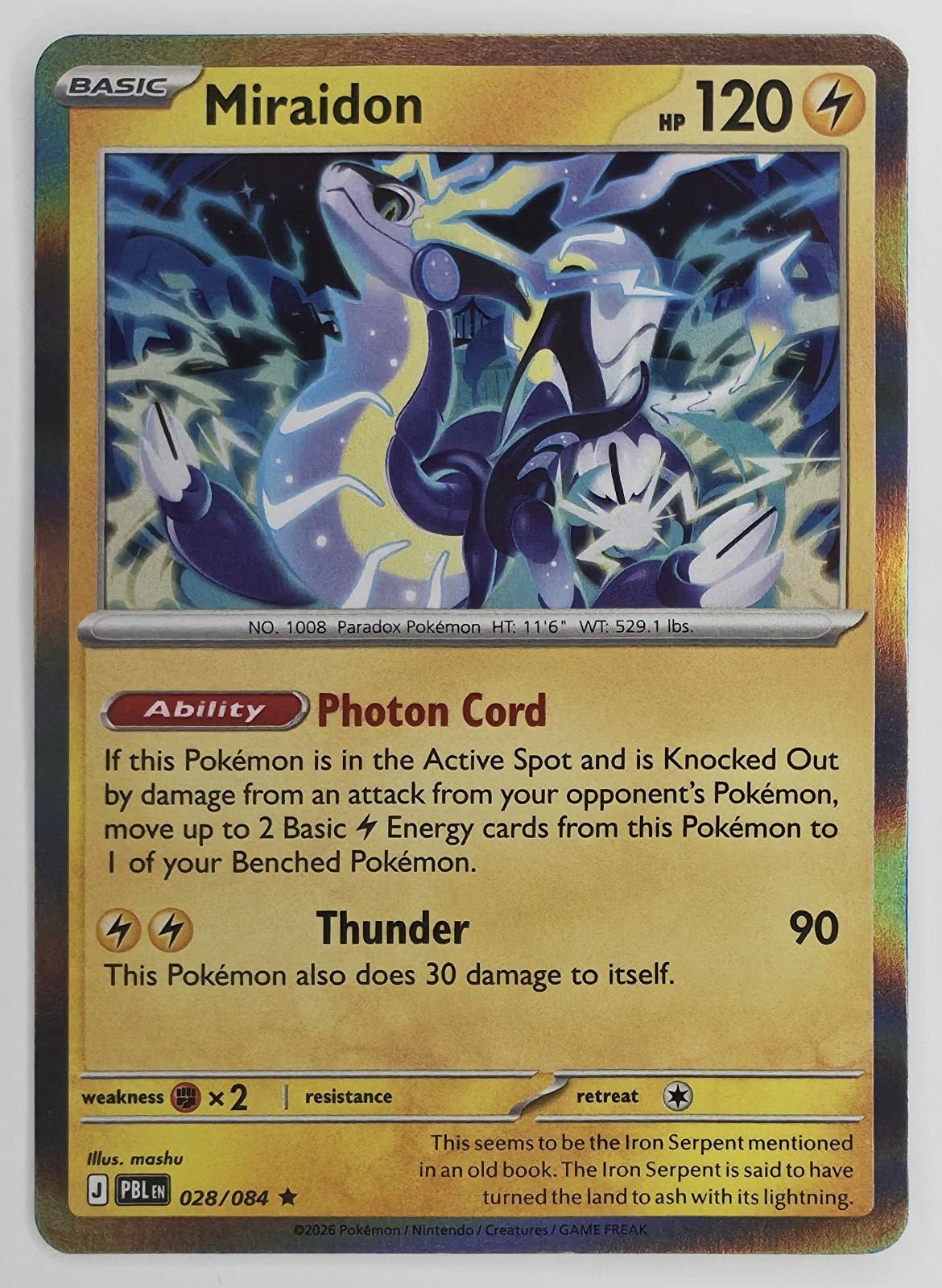 2026 Pokemon Pitch Black Miraidon #028/084 Holo Rare front