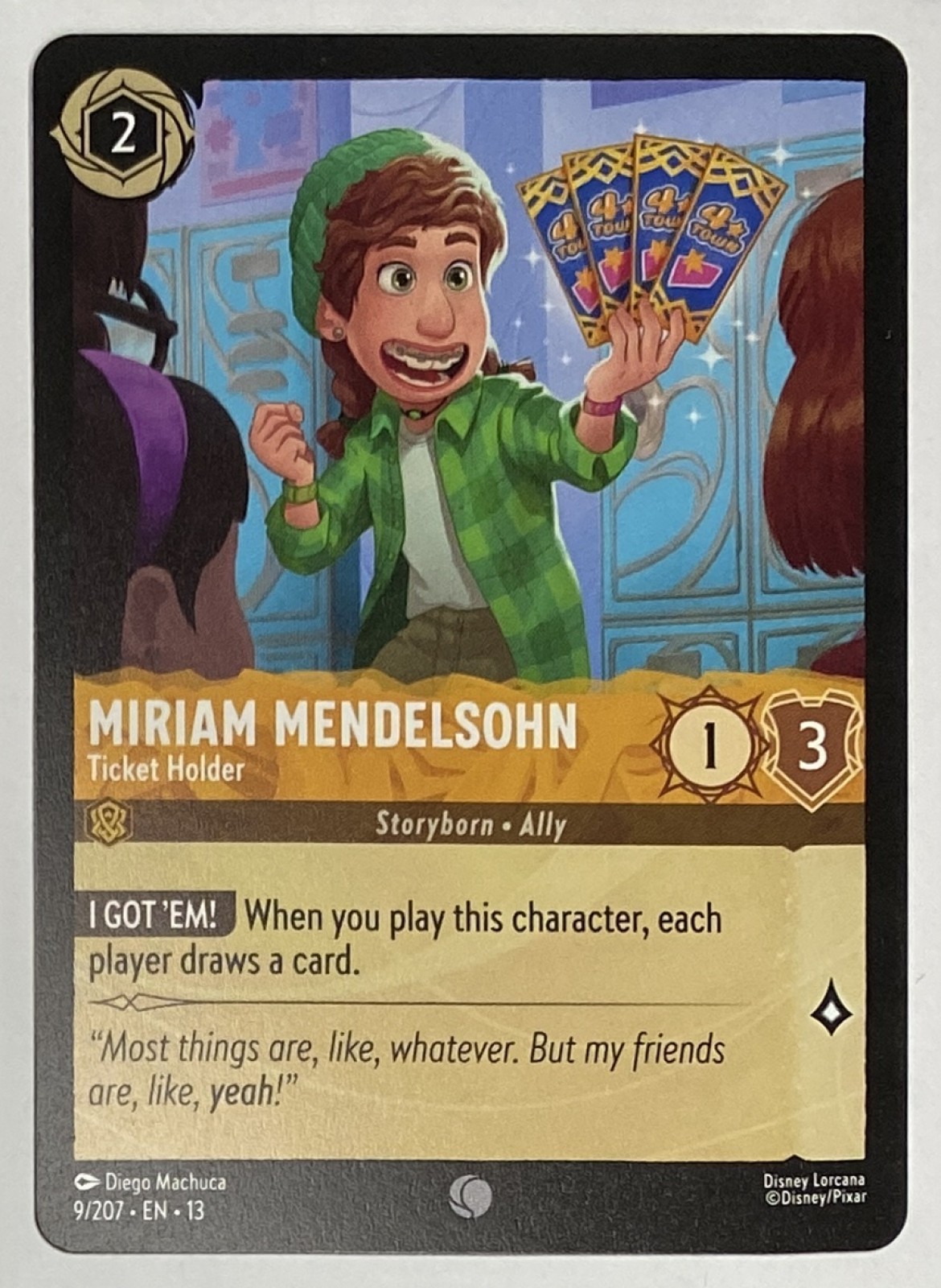 2026 Disney Lorcana Attack of the Vine! Miriam Mendelsohn - Ticket Holder #9/207 Common front