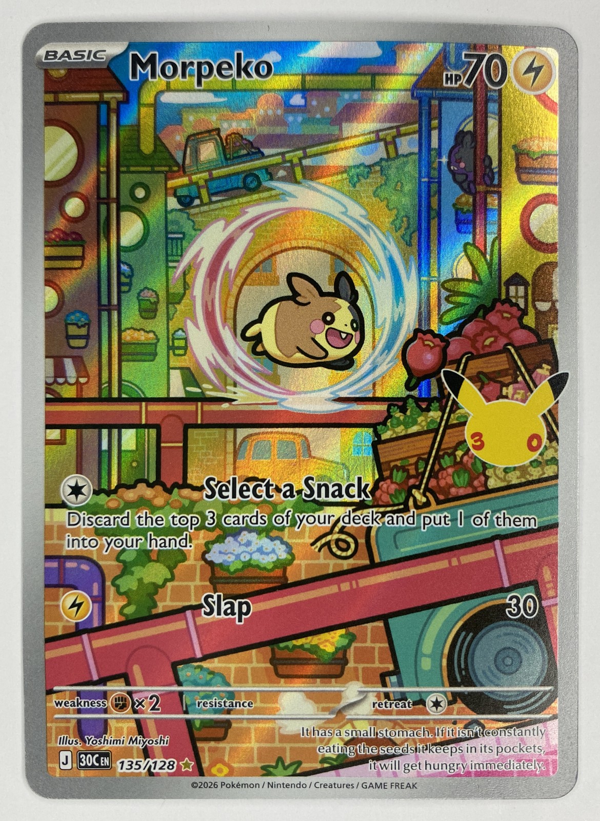 2026 Pokemon 30th Celebration Morpeko #135/128 Illustration Rare Holo front