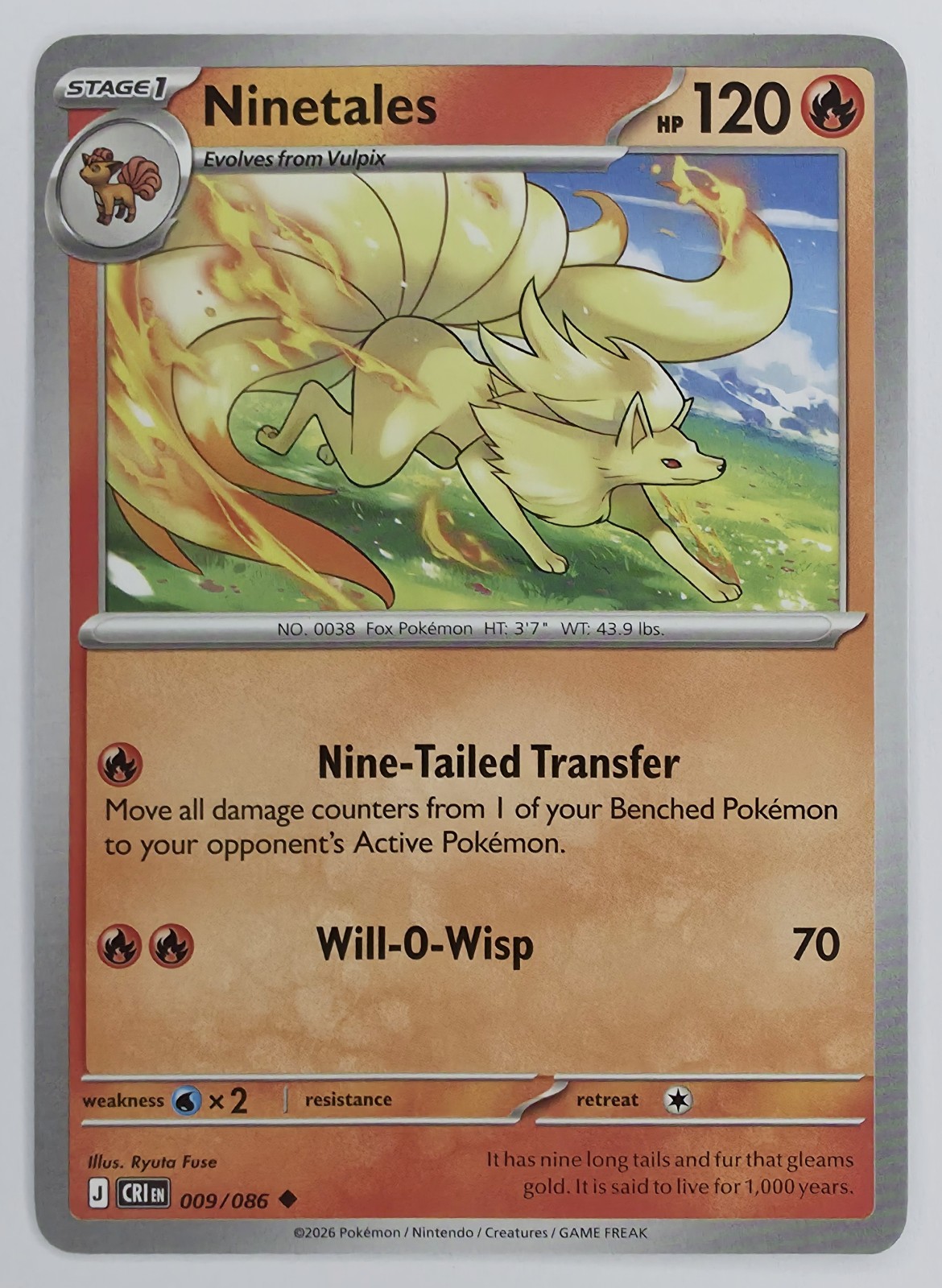 2026 Pokemon Chaos Rising Ninetales #009/086 Uncommon front
