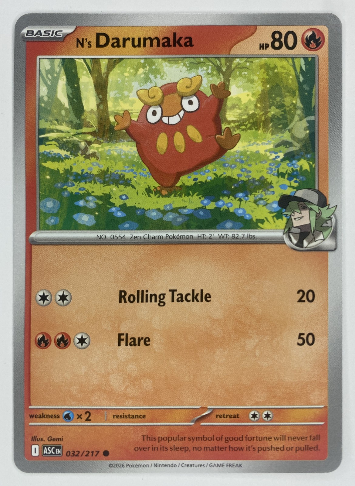 2026 Pokemon Ascended Heroes N's Darumaka #032/217 Common front