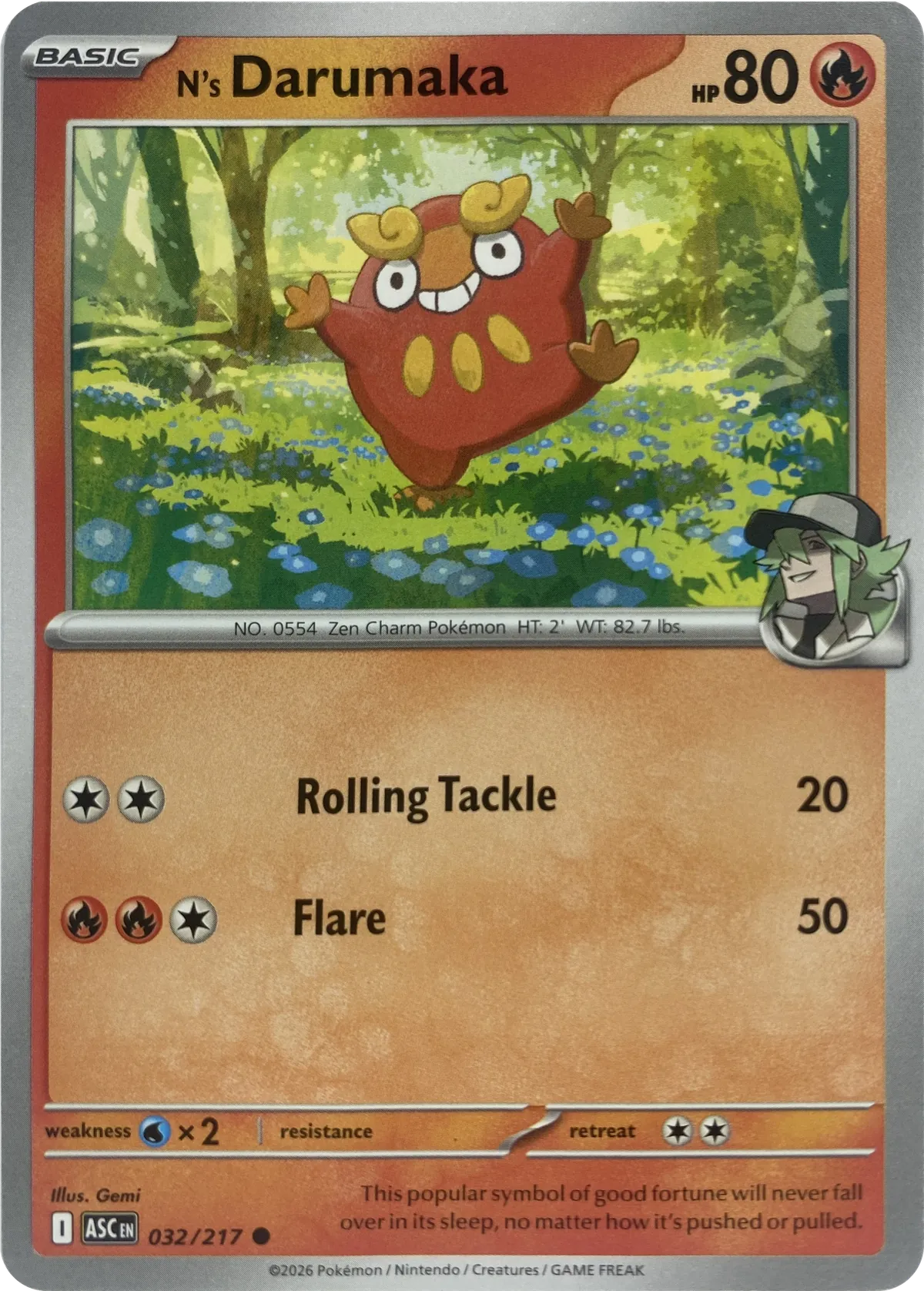 N's Darumaka #032/217, front