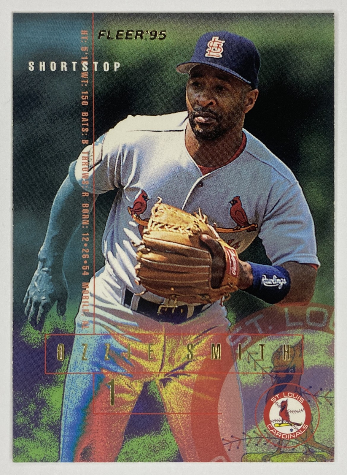1995 Fleer Ozzie Smith #509 St. Louis Cardinals Hall of Famer front