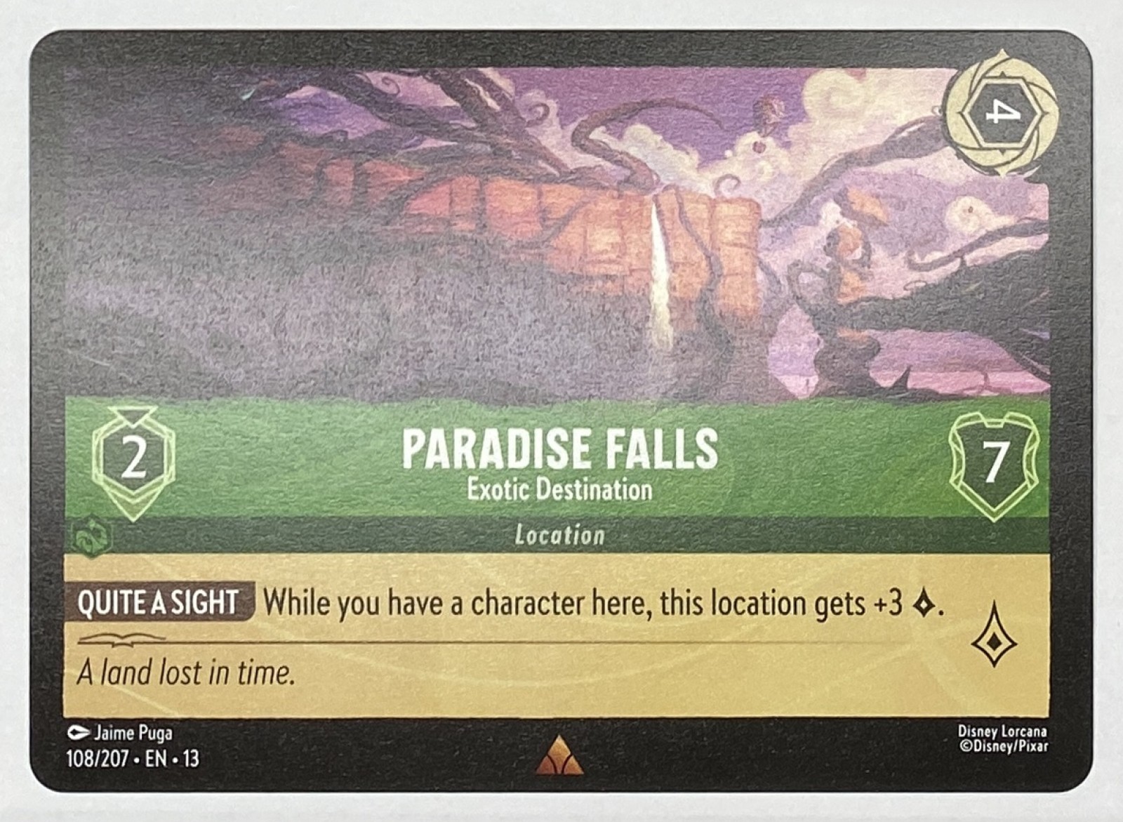 2026 Disney Lorcana Attack of the Vine! Paradise Falls - Exotic Destination #108/207 Rare front