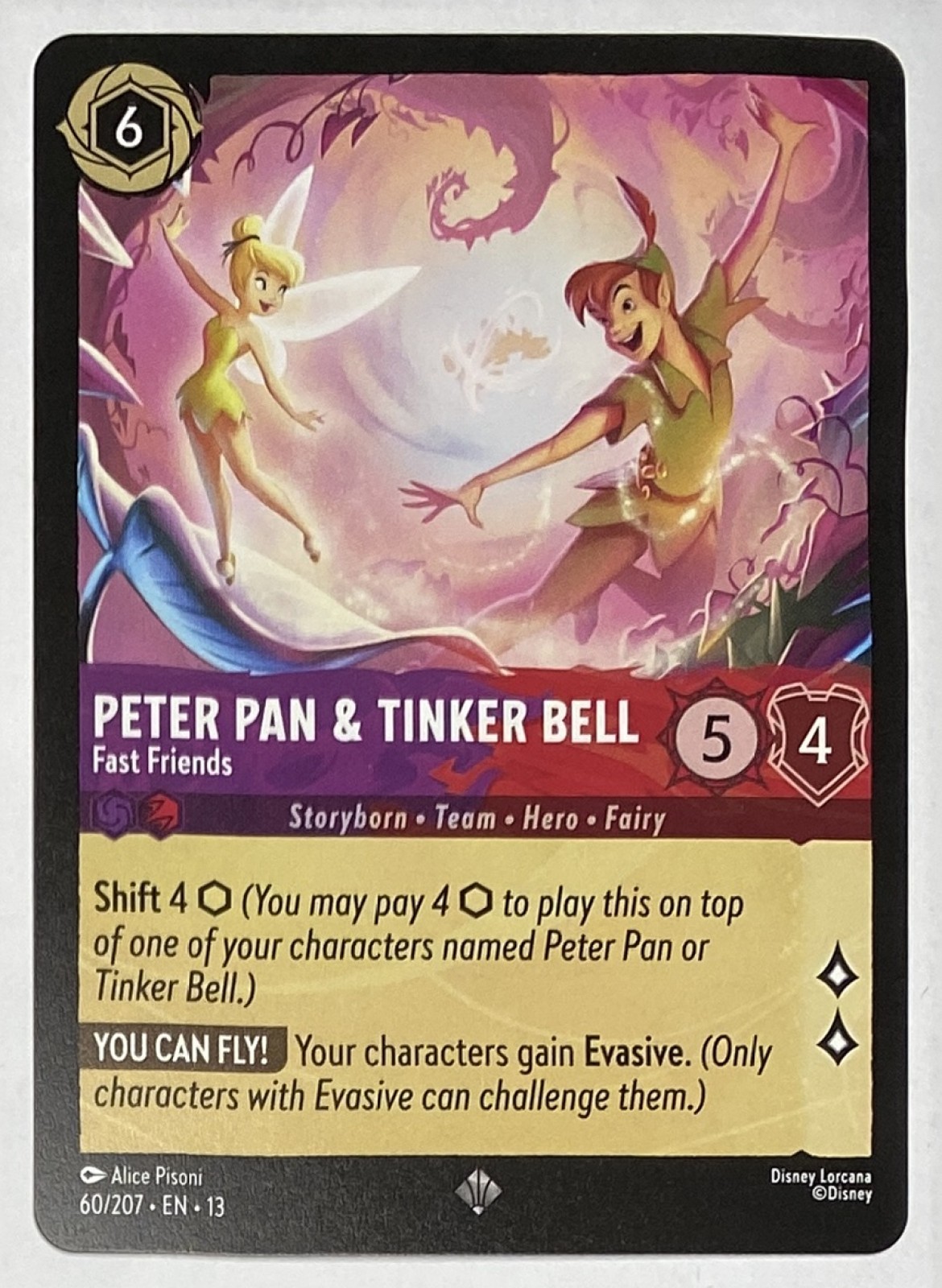 2026 Disney Lorcana Attack of the Vine! Peter Pan & Tinker Bell - Fast Friends #60/207 Super Rare front