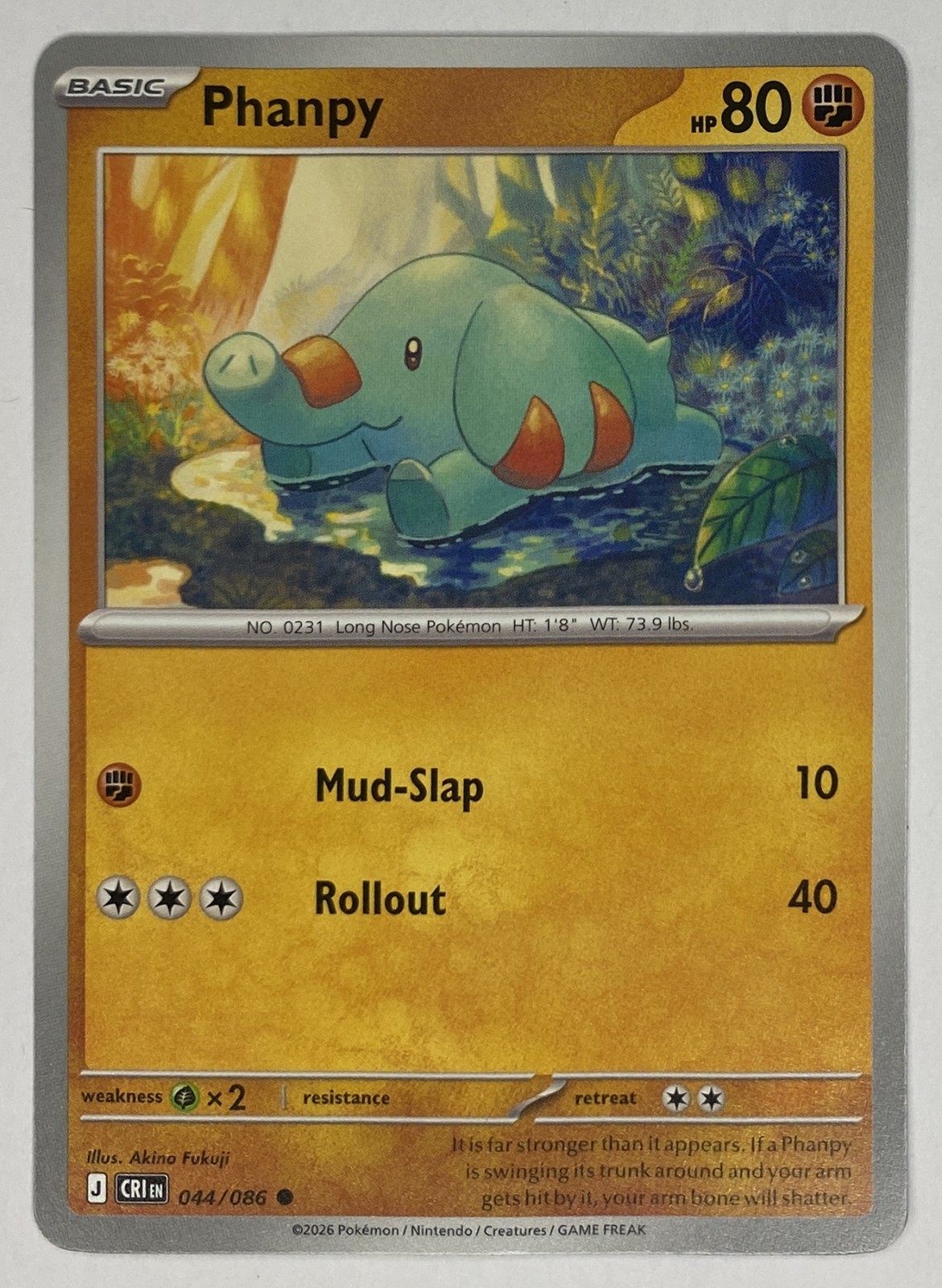 2026 Pokemon Chaos Rising Phanpy #044/086 Common front