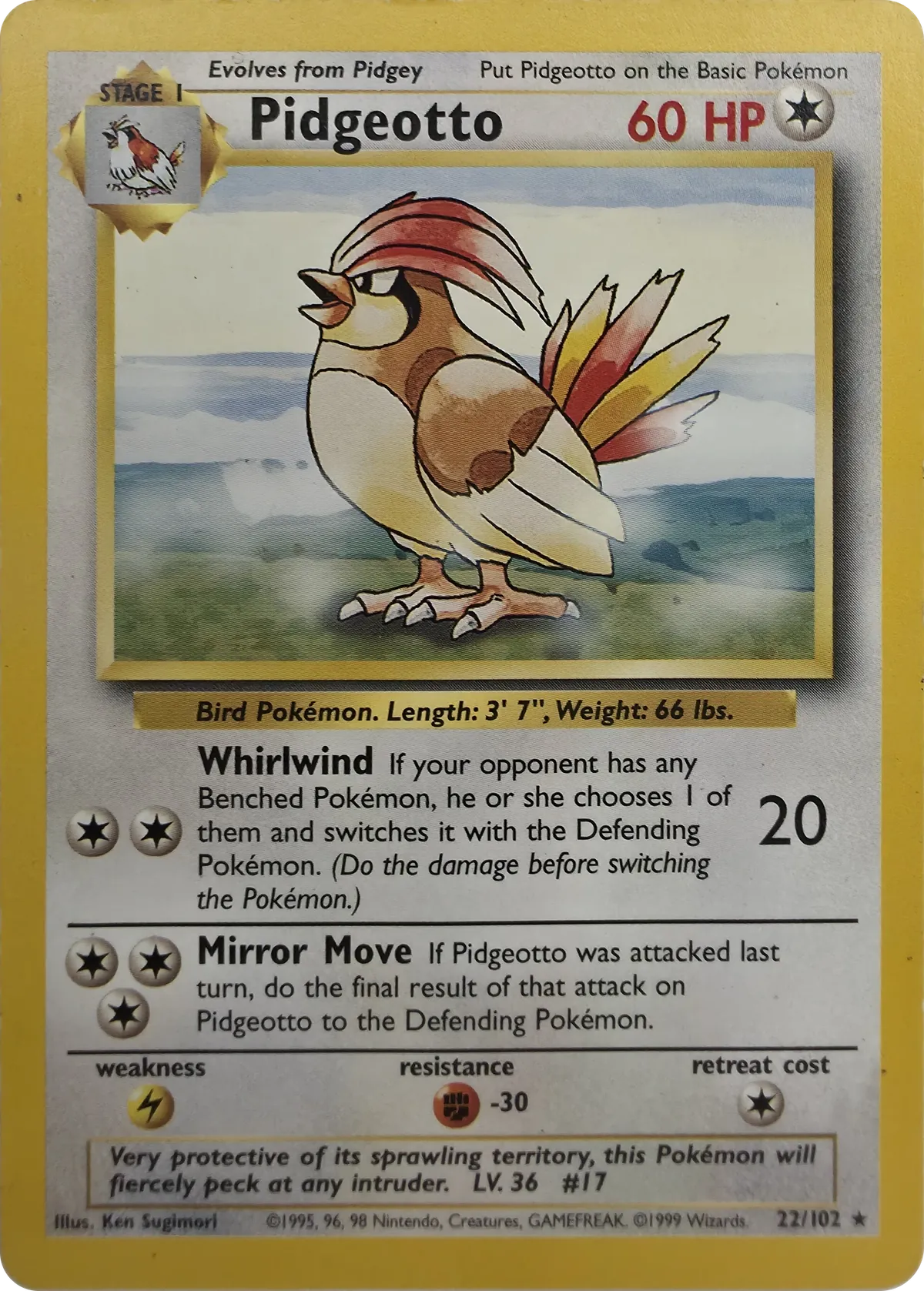 Pidgeotto #22/102, front