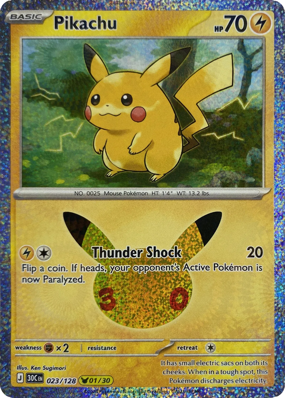 Pikachu #023/128, front