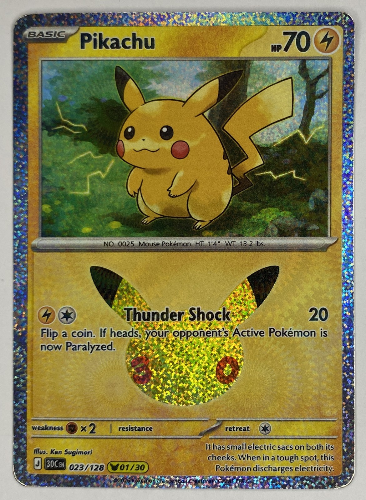 2026 Pokemon 30th Celebration Pikachu #023/128 Thunder Shock front