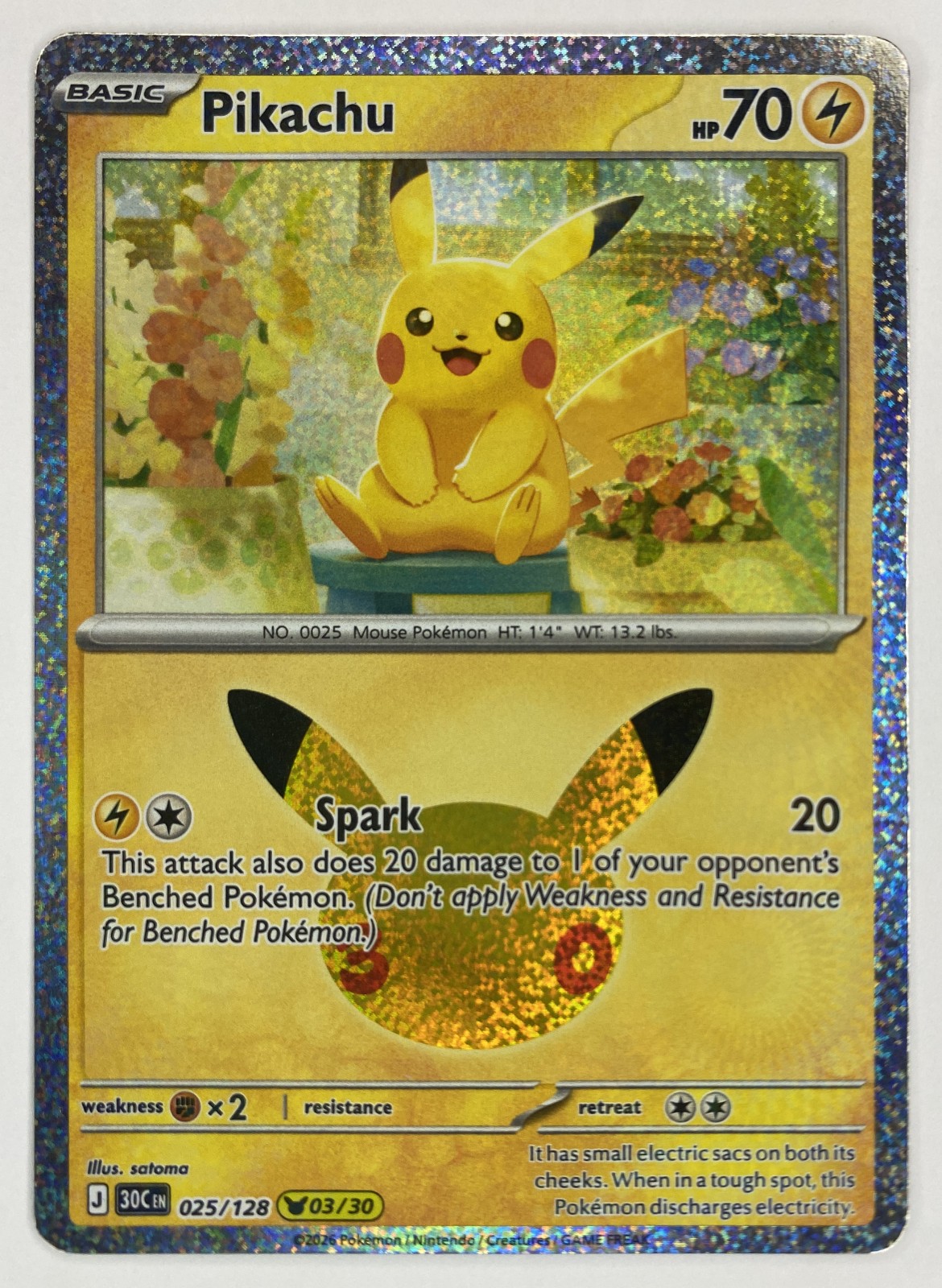 2026 Pokemon 30th Celebration Pikachu #025/128 Spark front
