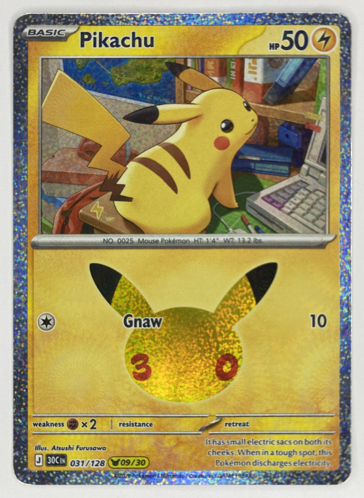 2026 Pokemon 30th Celebration Pikachu #031/128 Gnaw front