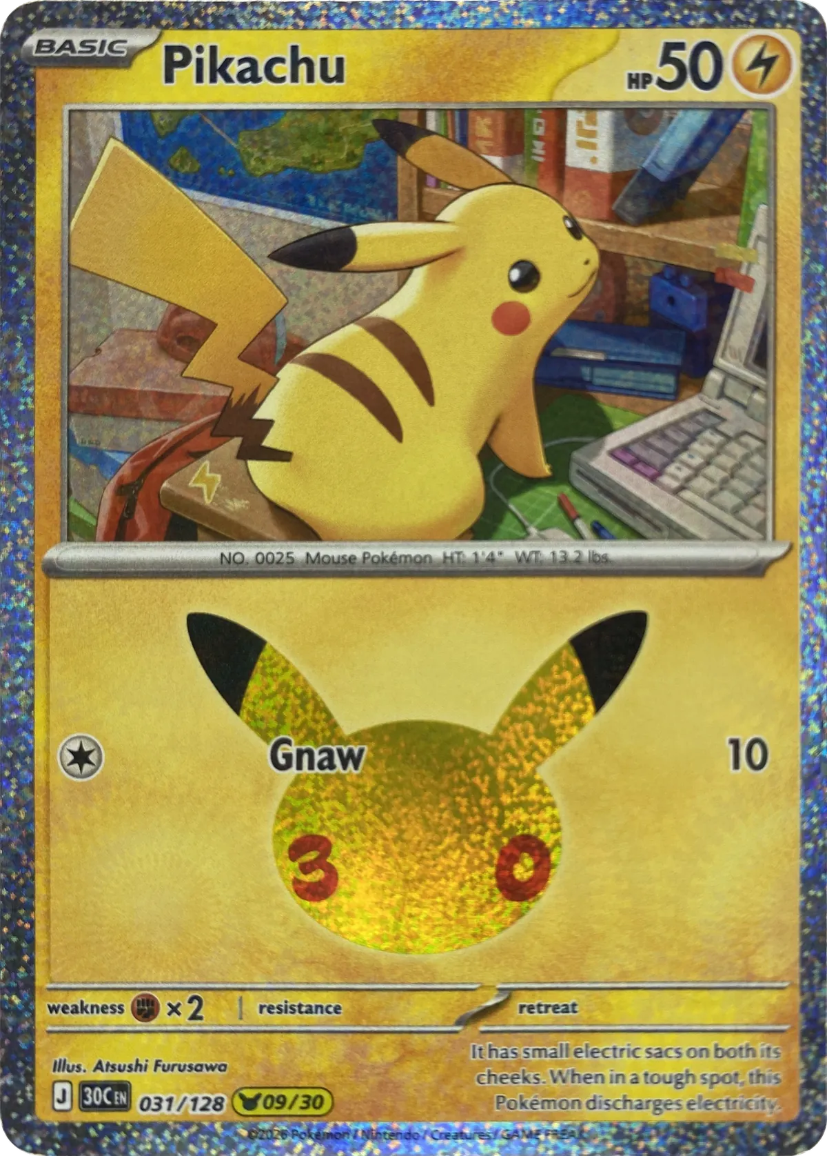 Pikachu #031/128, front