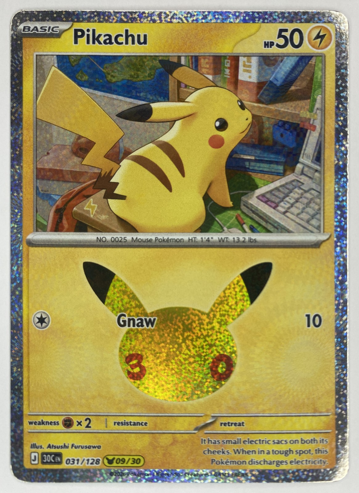 2026 Pokemon 30th Celebration Pikachu #031/128 Gnaw front