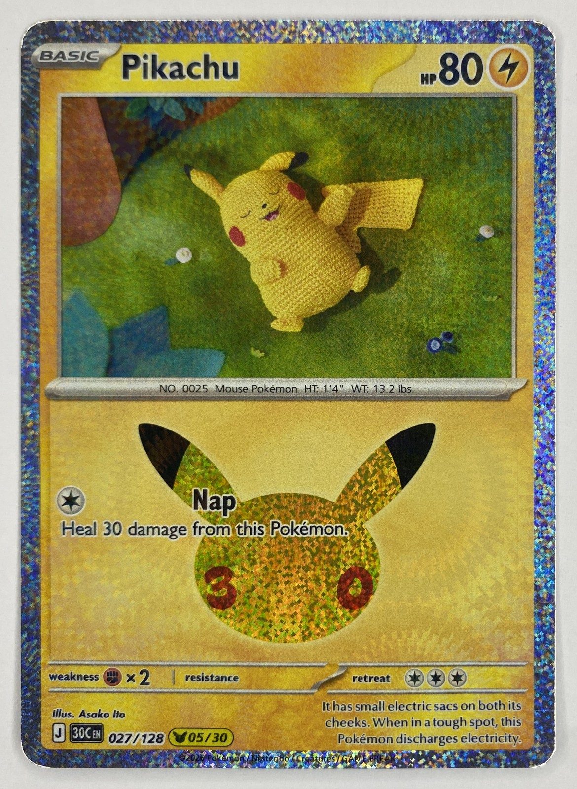 2026 Pokemon 30th Celebration Pikachu #027/128 Pikachu Rare front