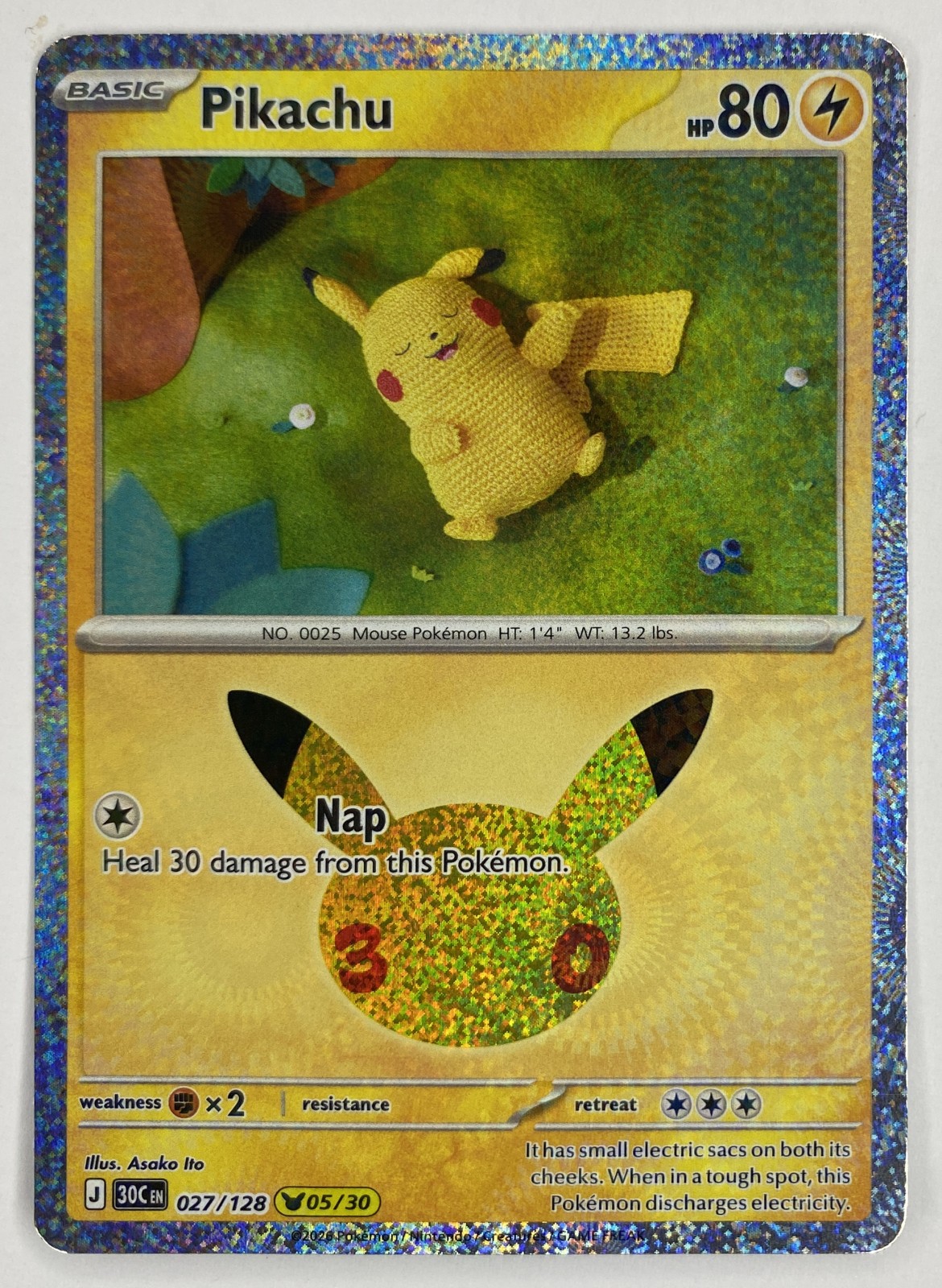 2026 Pokemon 30th Celebration Pikachu #027/128 Pikachu Rare front