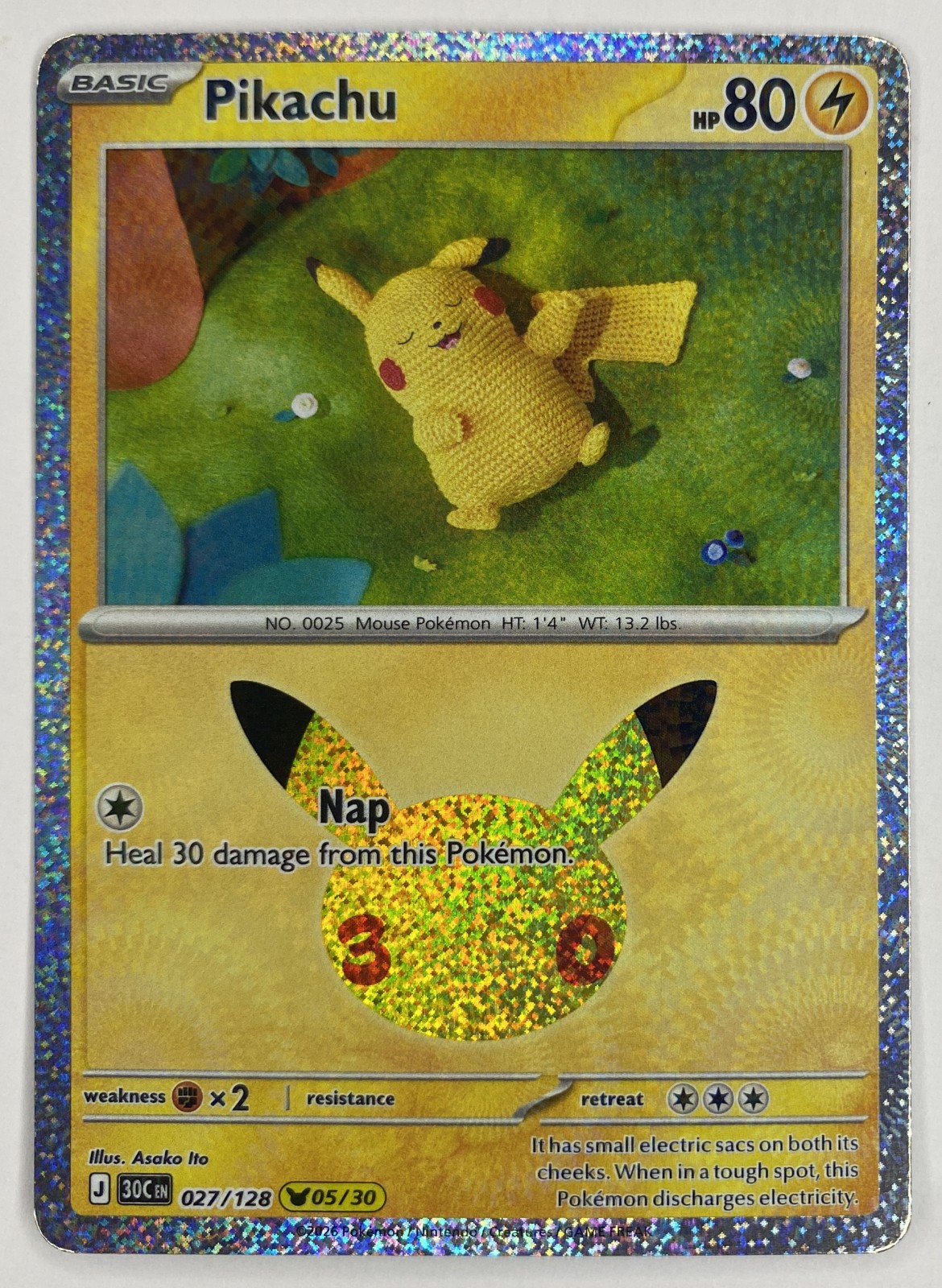 2026 Pokemon 30th Celebration Pikachu #027/128 Pikachu Rare front