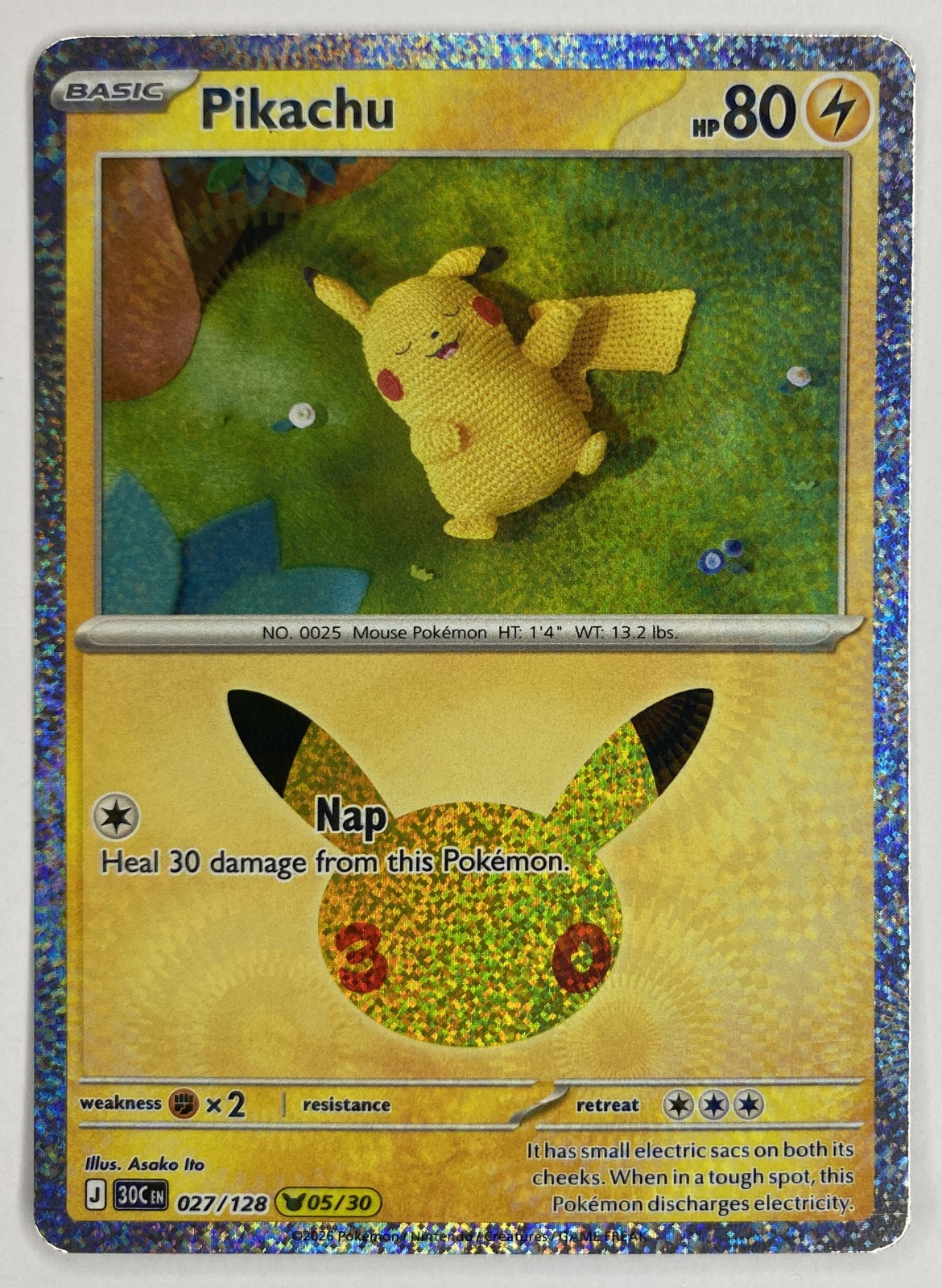 2026 Pokemon 30th Celebration Pikachu #027/128 Pikachu Rare front