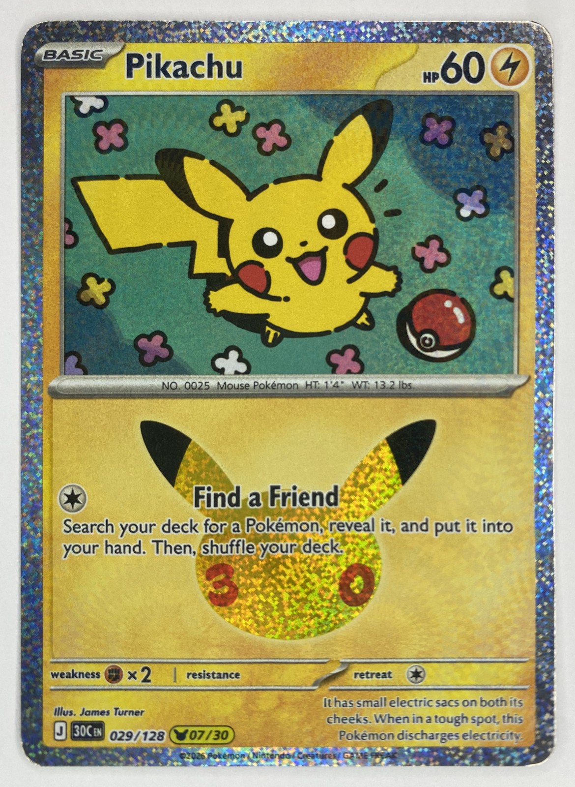 2026 Pokemon 30th Celebration Pikachu #029/128 Pikachu Rare front