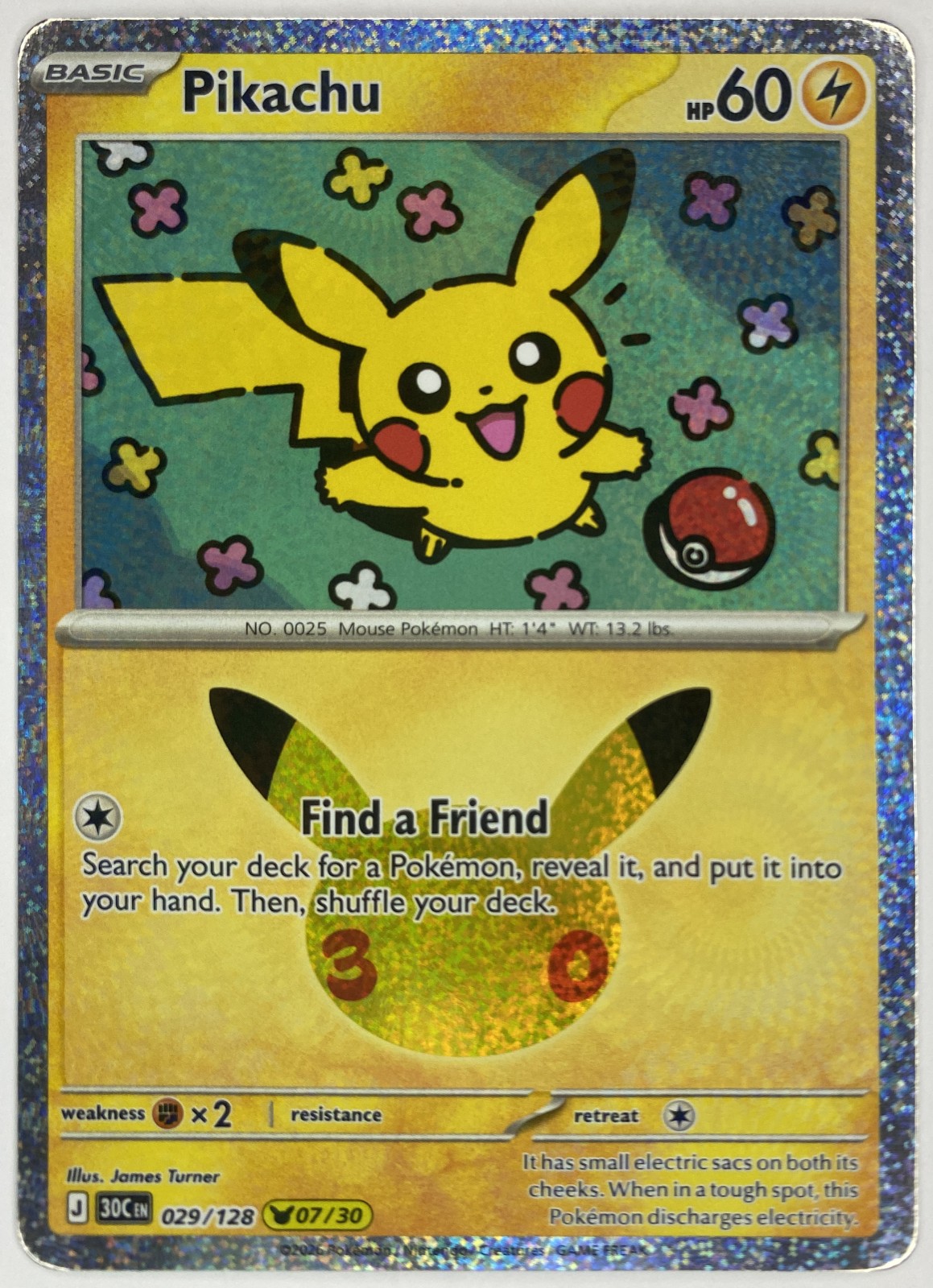 2026 Pokemon 30th Celebration Pikachu #029/128 Pikachu Rare front