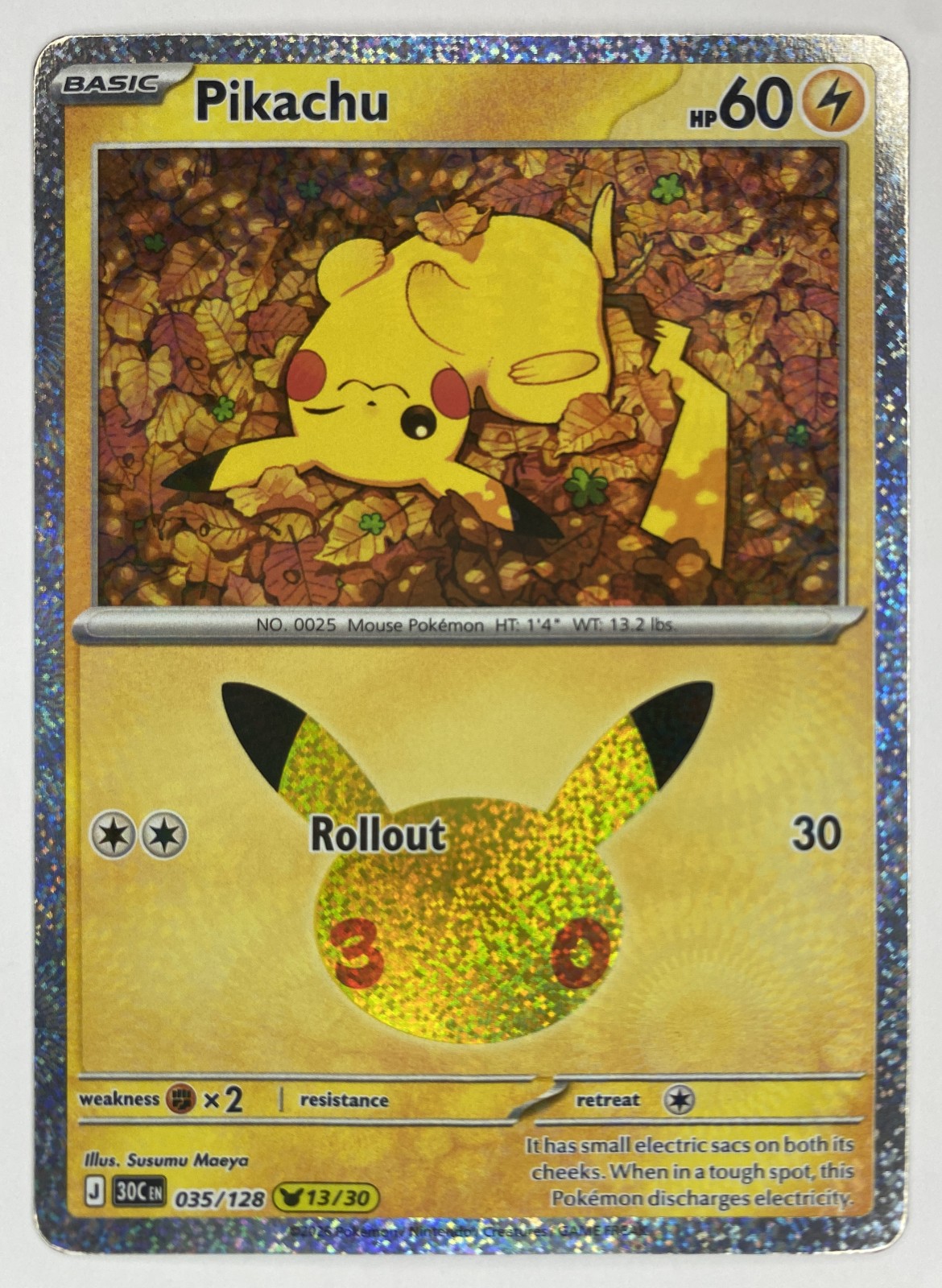 2026 Pokemon 30th Celebration Pikachu #035/128 Rollout front