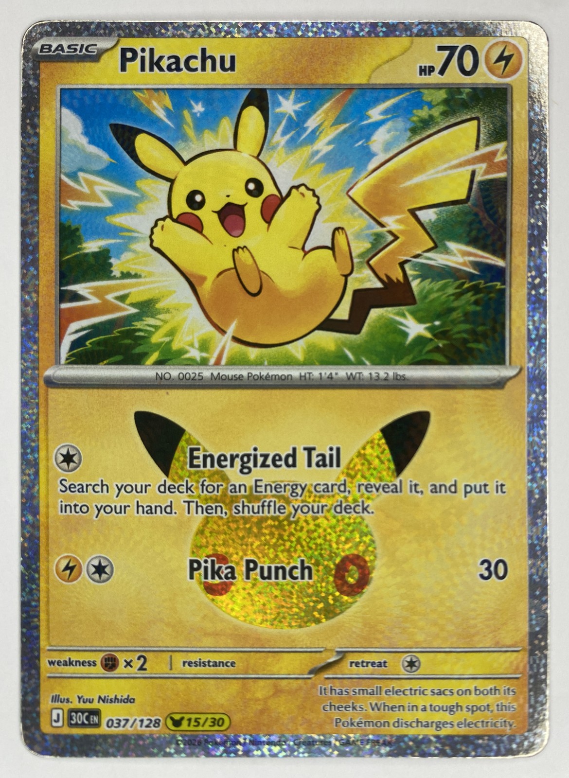 2026 Pokemon 30th Celebration Pikachu #037/128 Pikachu Rare front