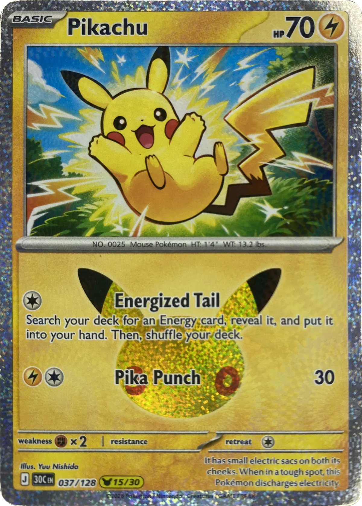 Pikachu #037/128, front