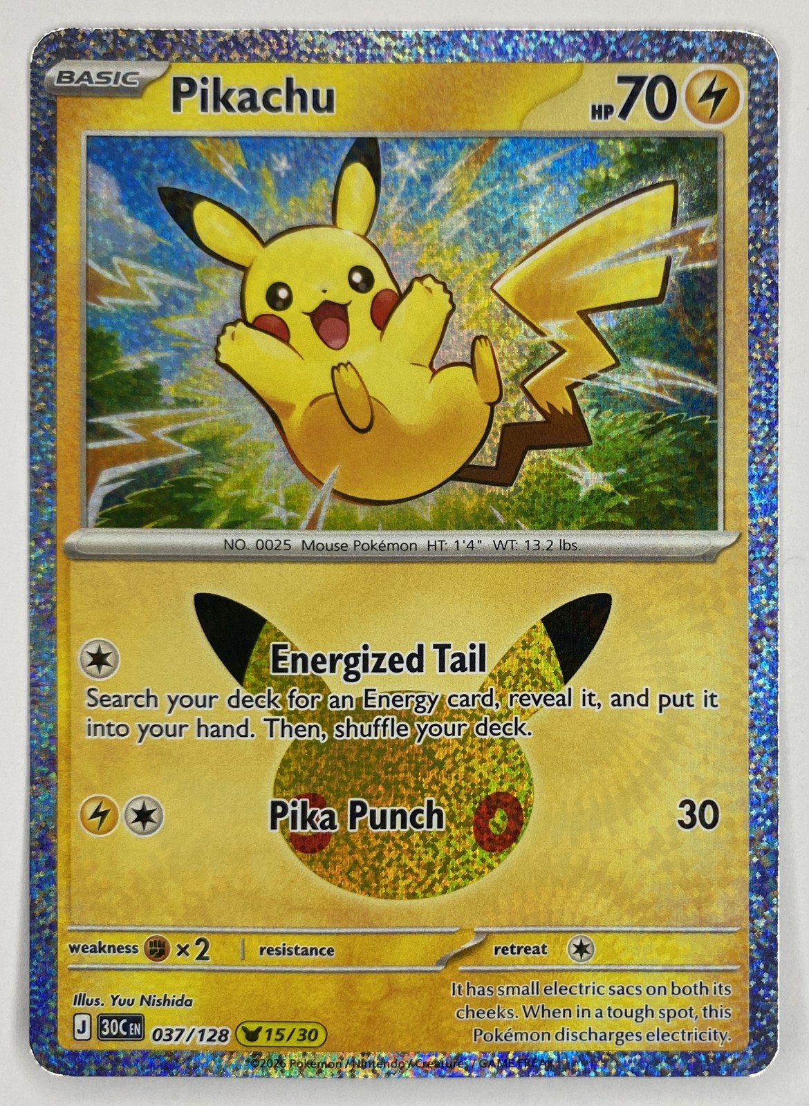 2026 Pokemon 30th Celebration Pikachu #037/128 Pikachu Rare front