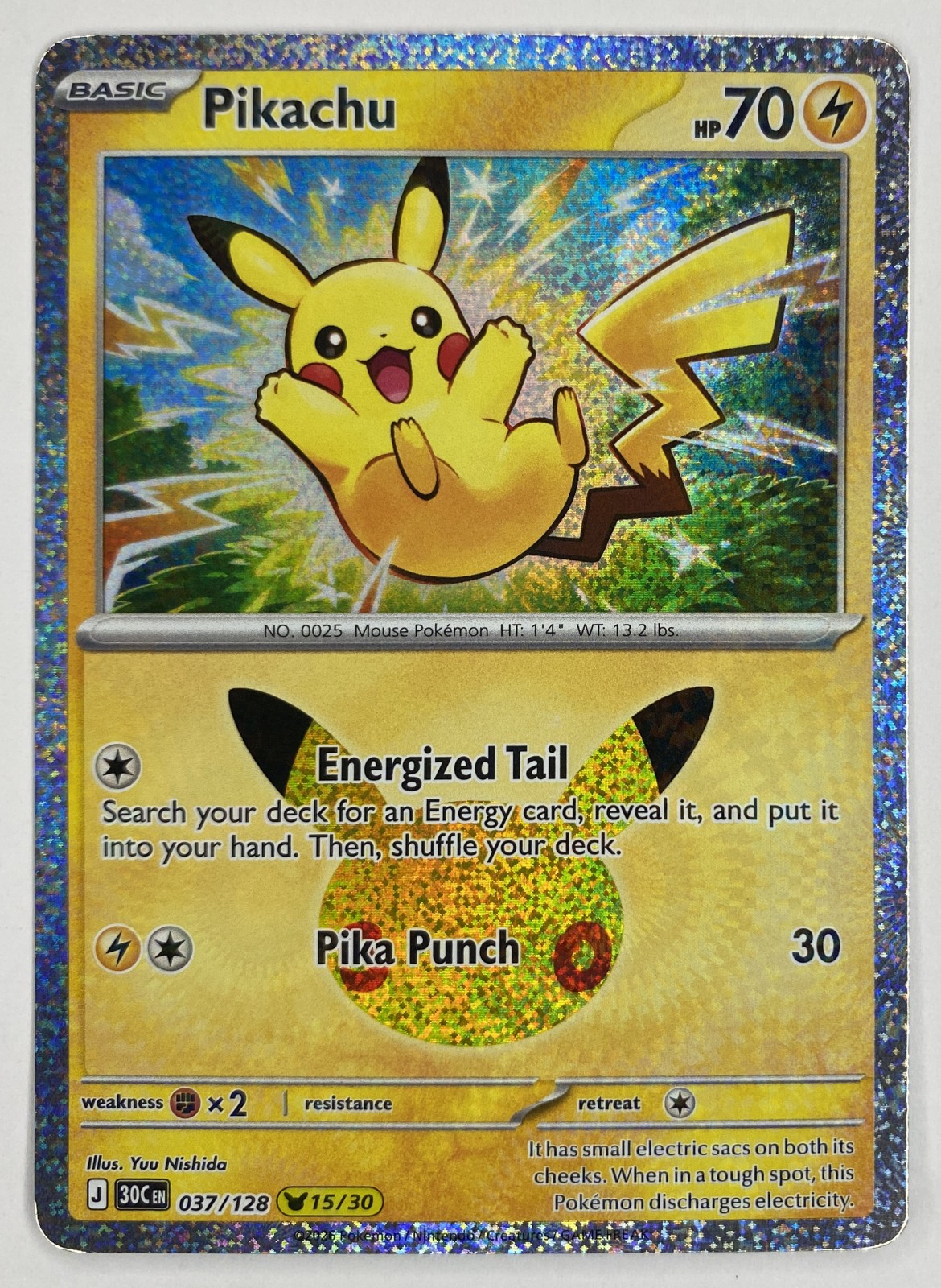 2026 Pokemon 30th Celebration Pikachu #037/128 Pikachu Rare front