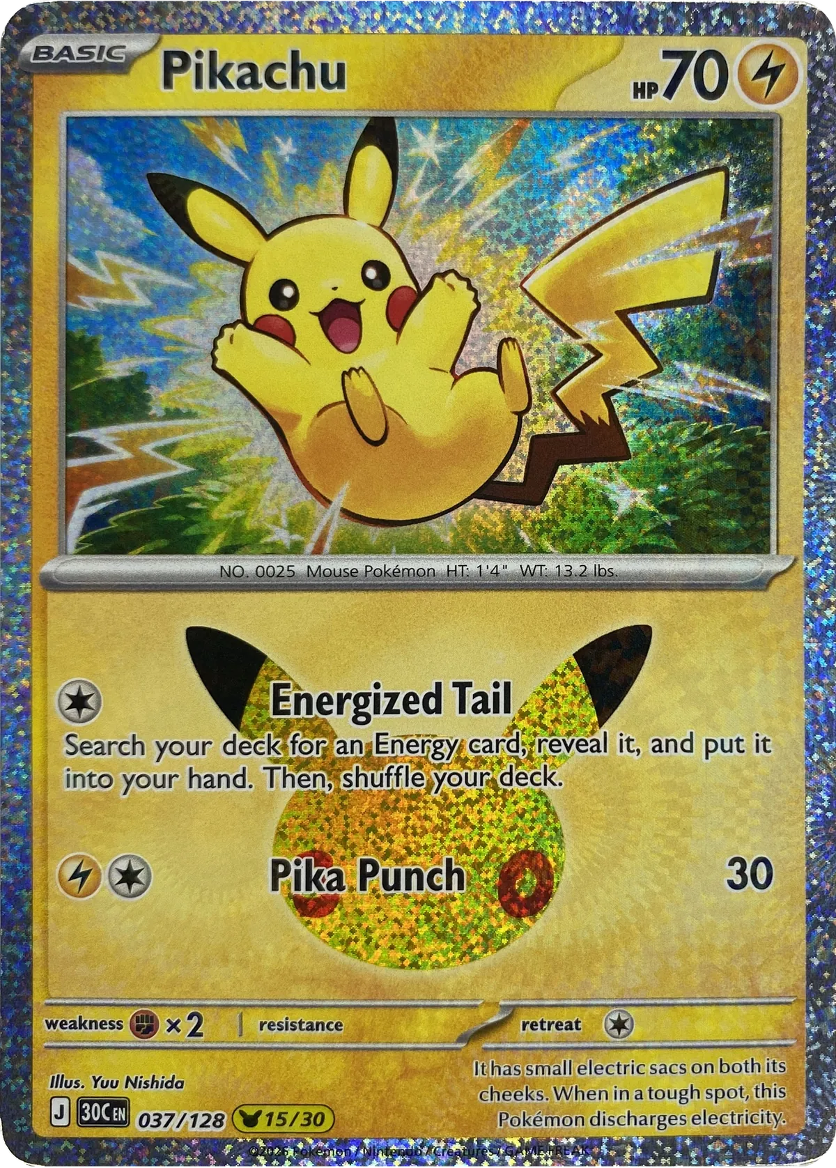Pikachu #037/128, front
