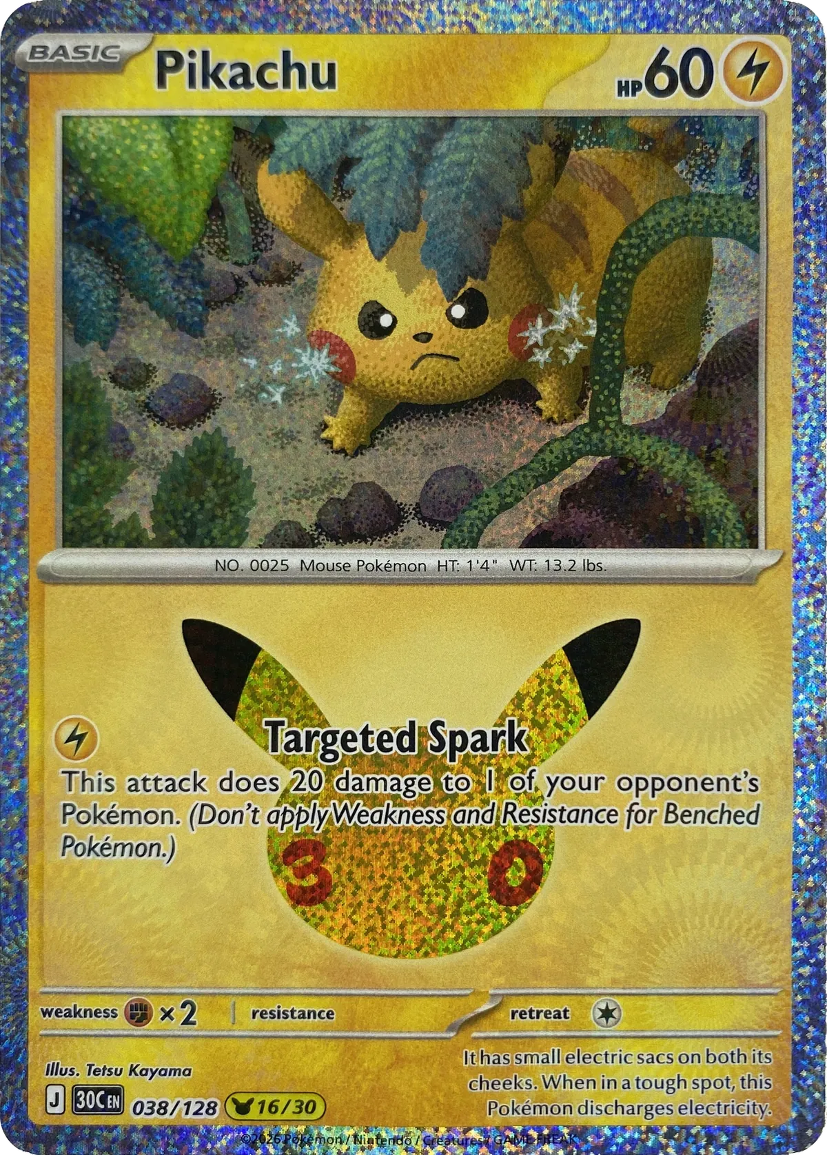 Pikachu #038/128, front