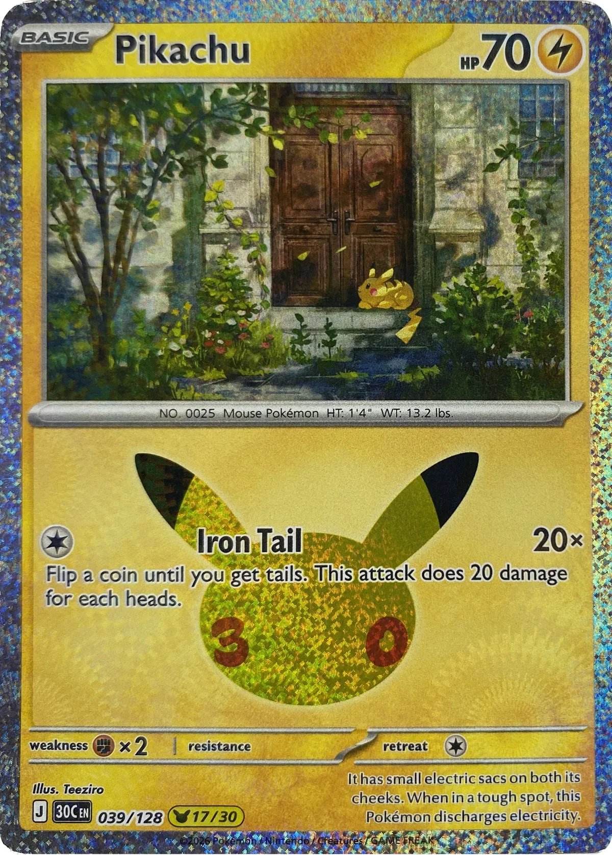 Pikachu #039/128, front