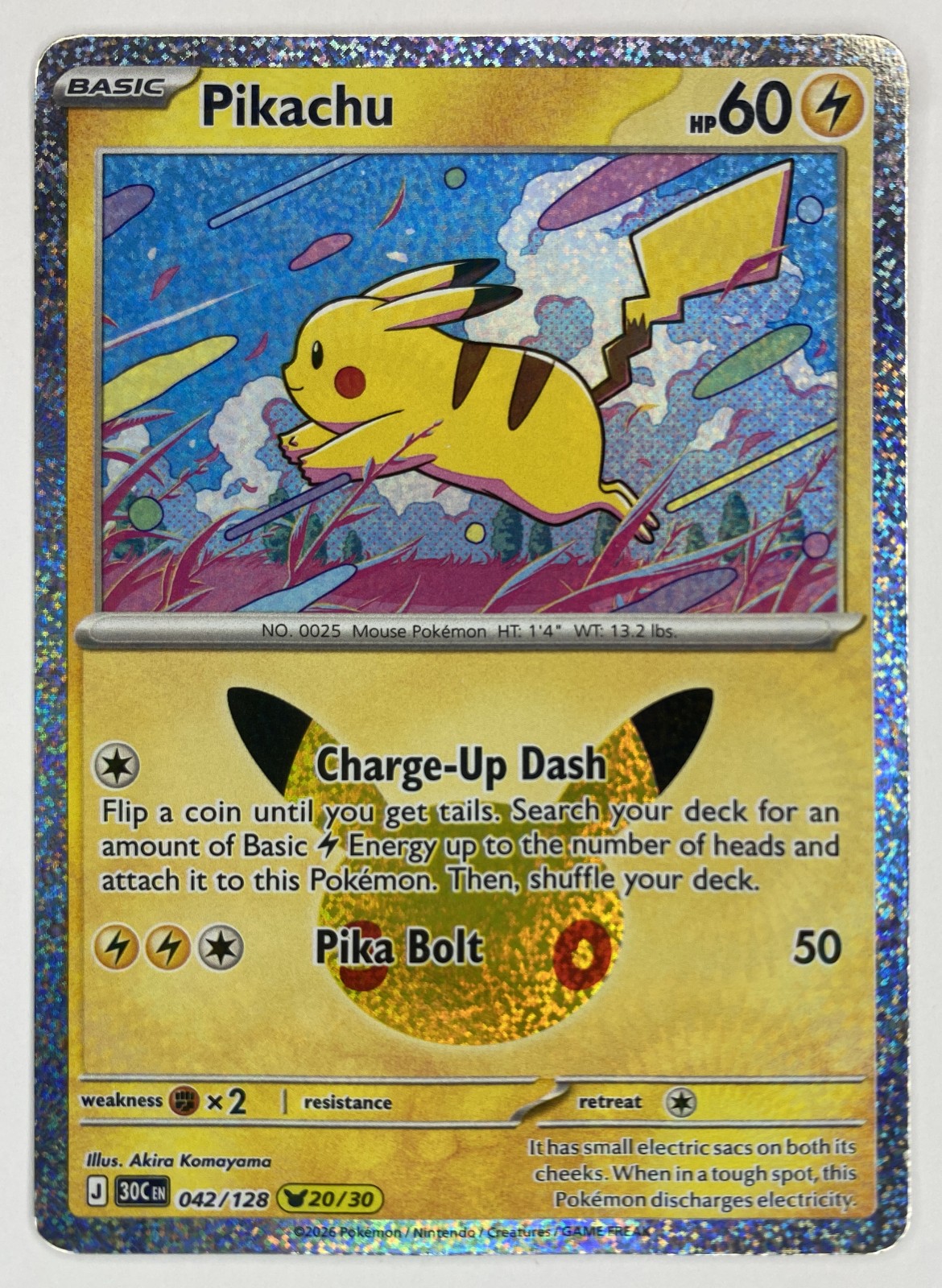 2026 Pokemon 30th Celebration Pikachu #042/128 Pikachu Rare front