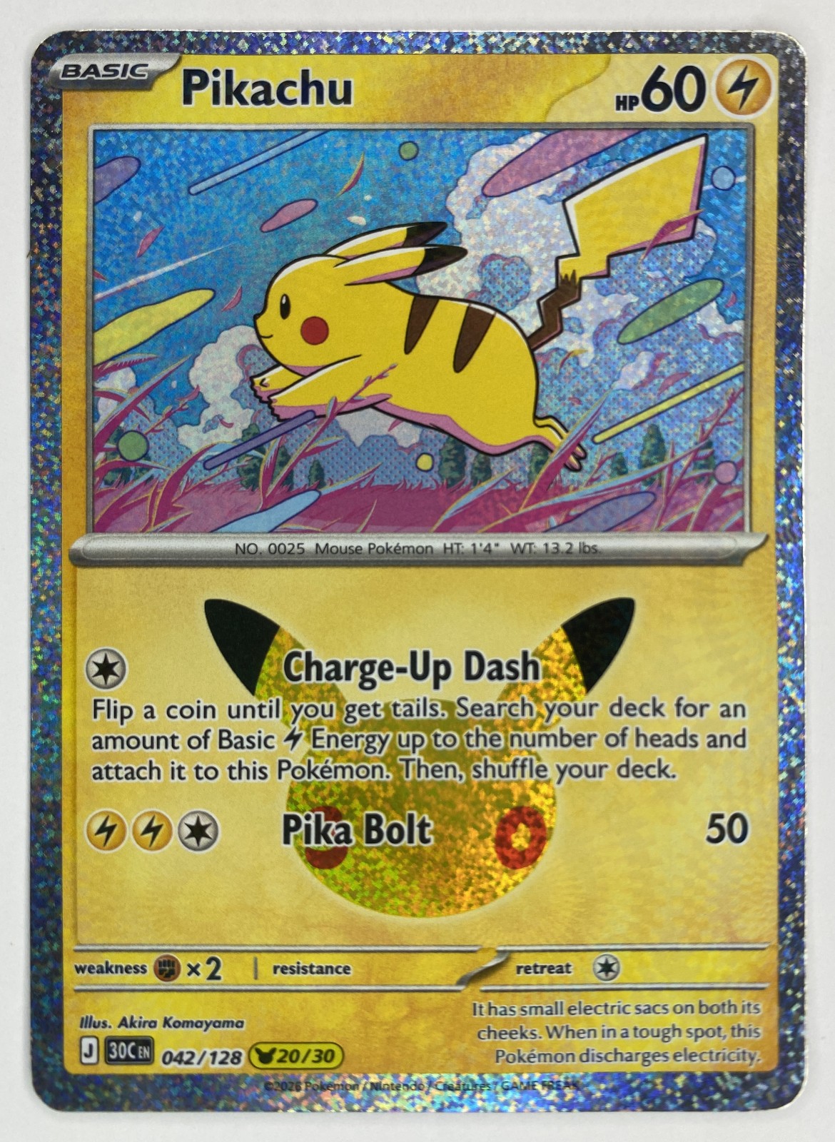 2026 Pokemon 30th Celebration Pikachu #042/128 Pikachu Rare front