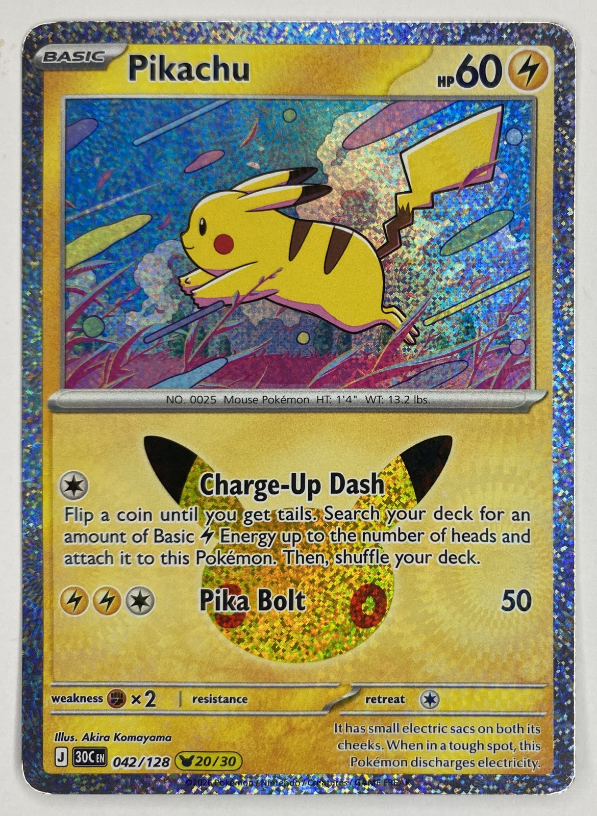 2026 Pokemon 30th Celebration Pikachu #042/128 Pikachu Rare front