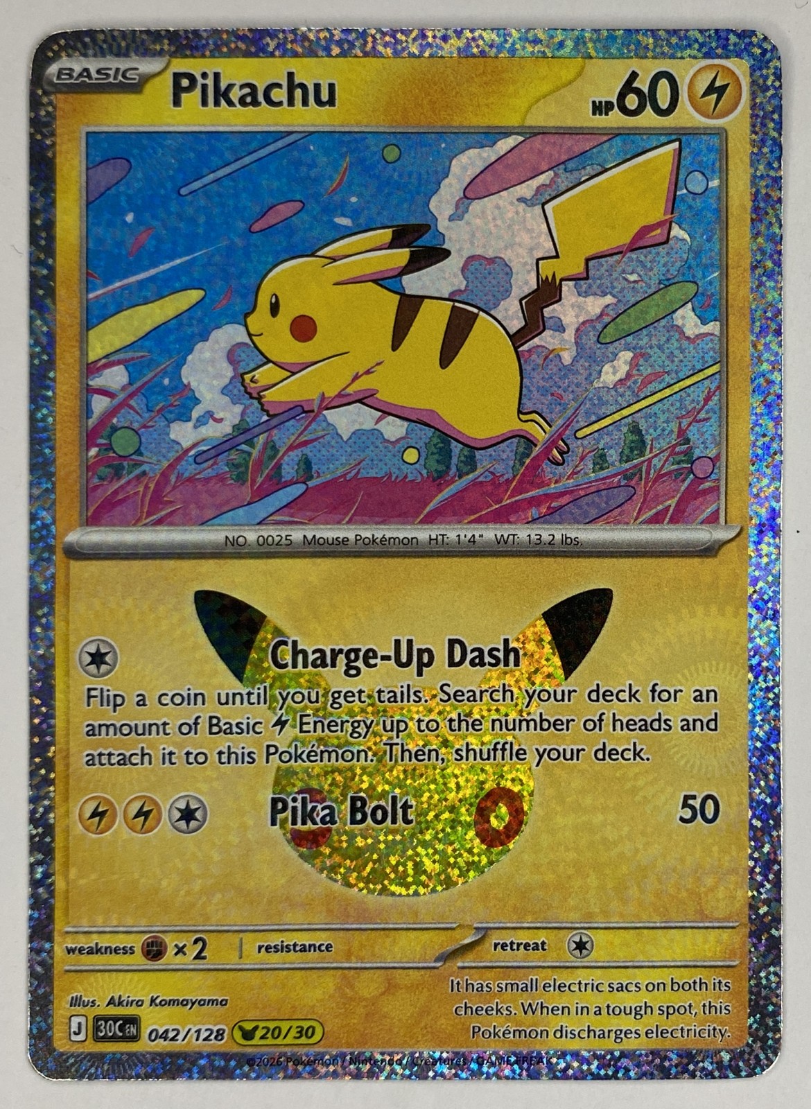 2026 Pokemon 30th Celebration Pikachu #042/128 Pikachu Rare front