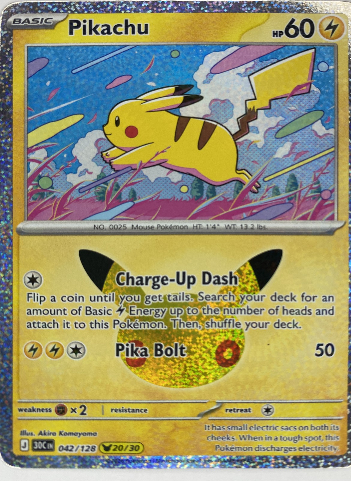2026 Pokemon 30th Celebration Pikachu #042/128 Pikachu Rare front