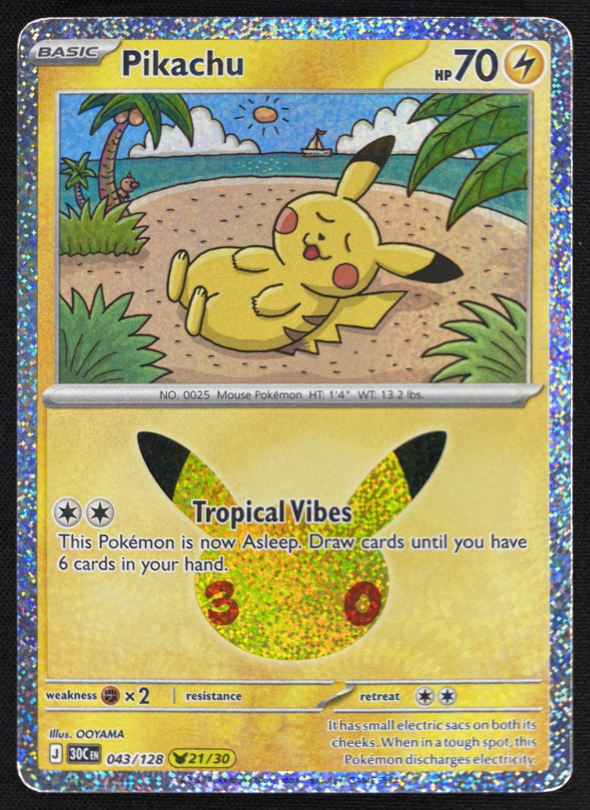 2026 Pokemon 30th Celebration Pikachu #043/128 Pikachu Rare front